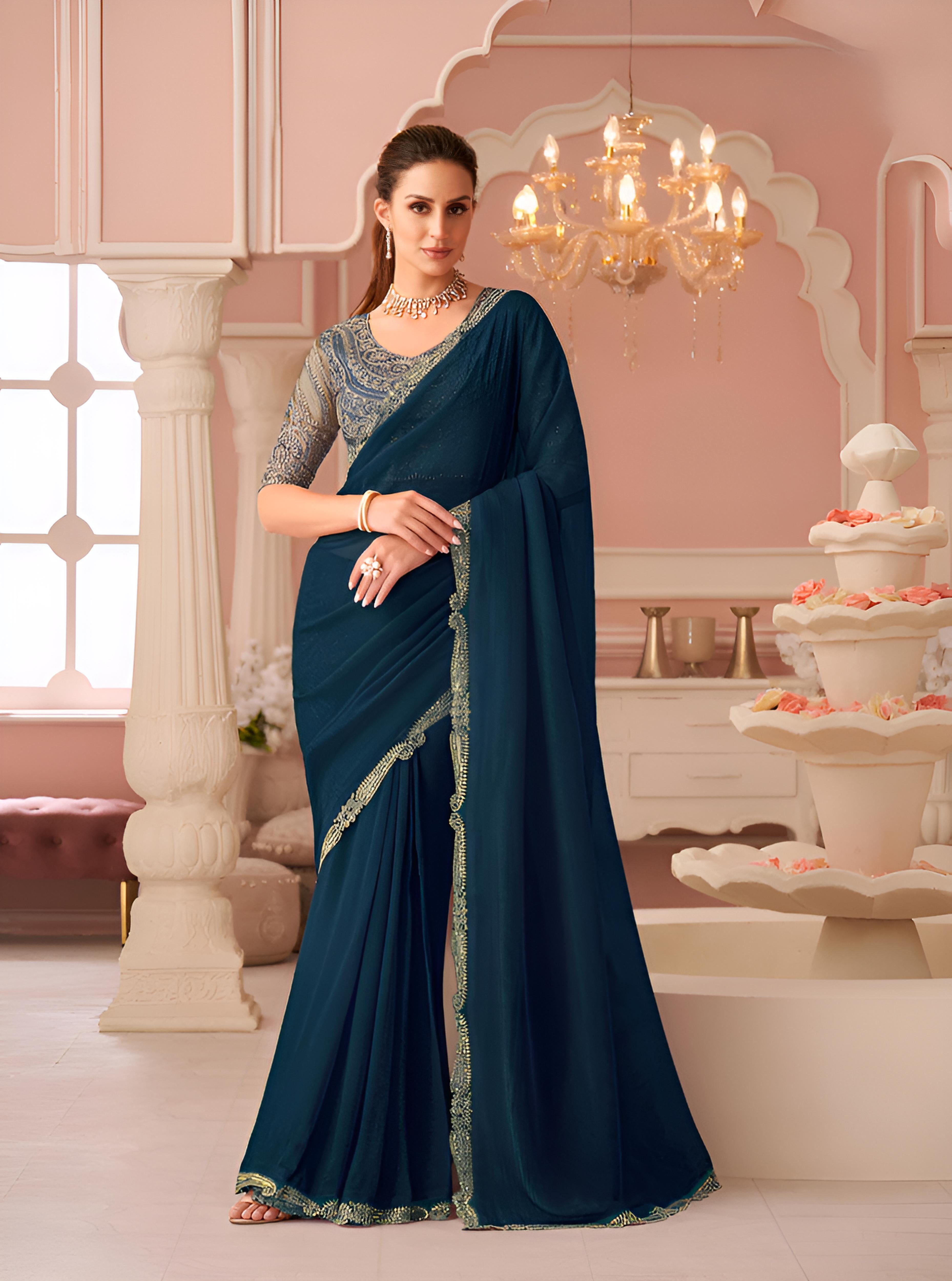 Teal Green Georgette Saree