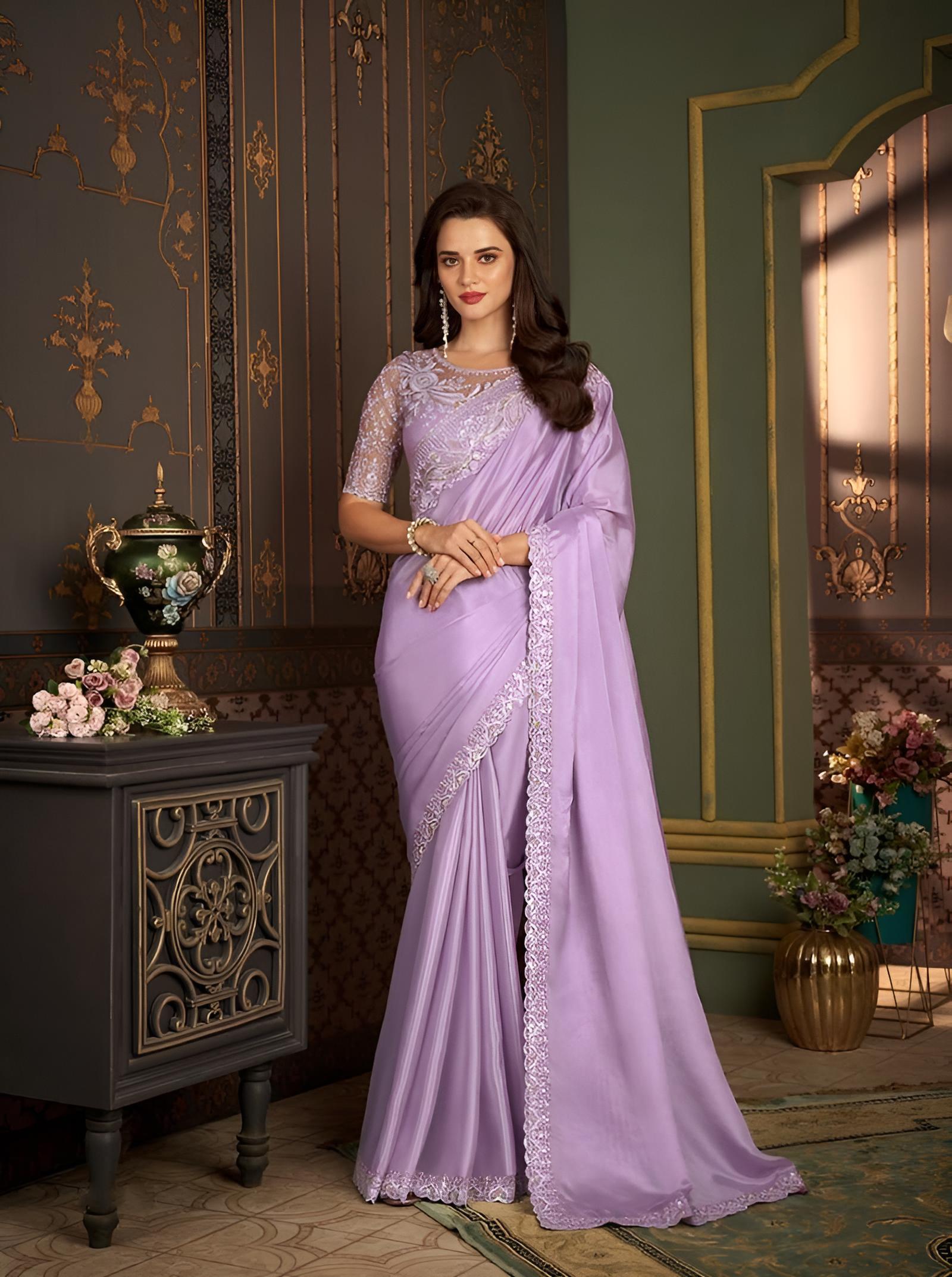 Lavender Fancy Fabric Saree