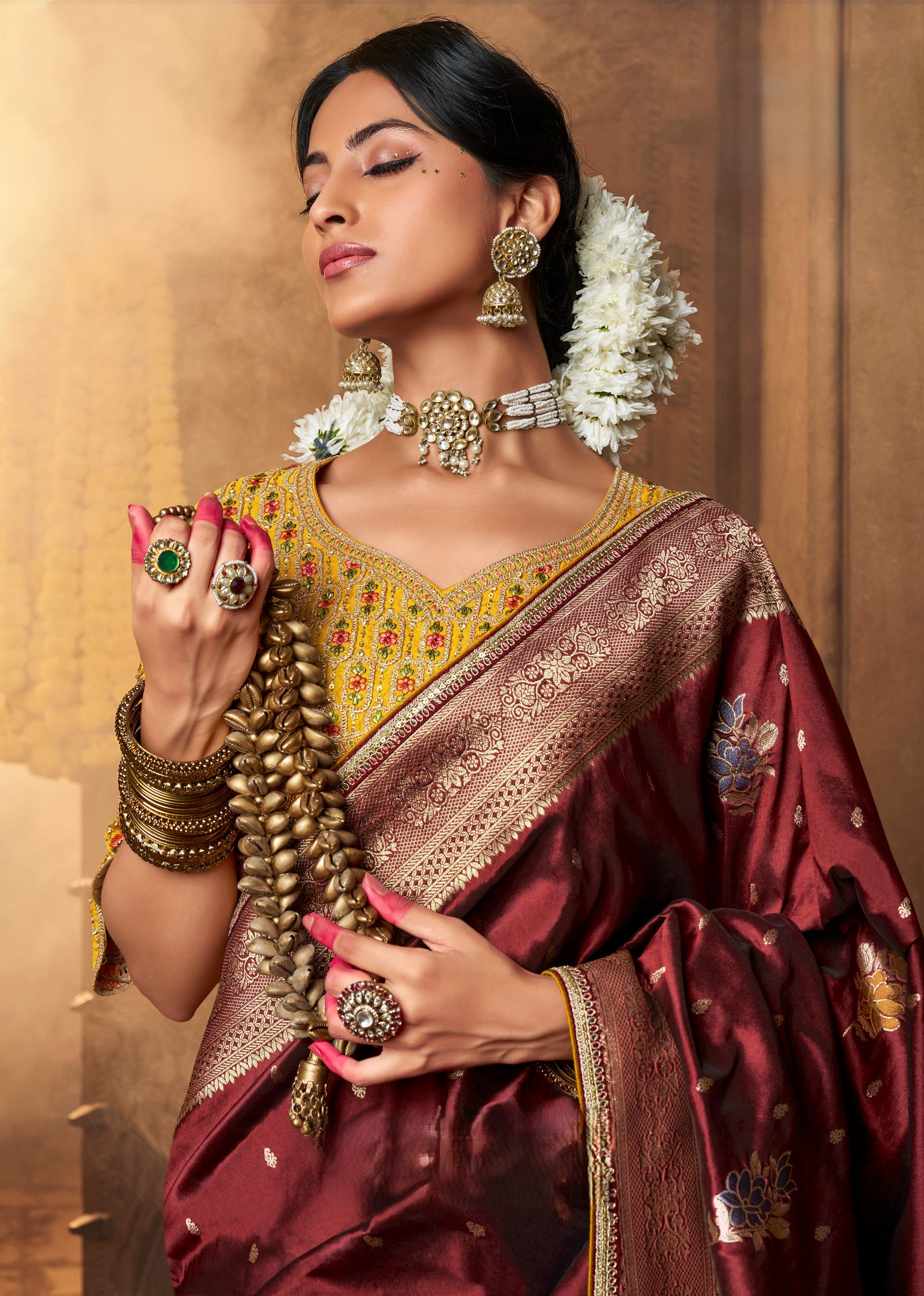 Maroon Pure Silk Weaving Saree