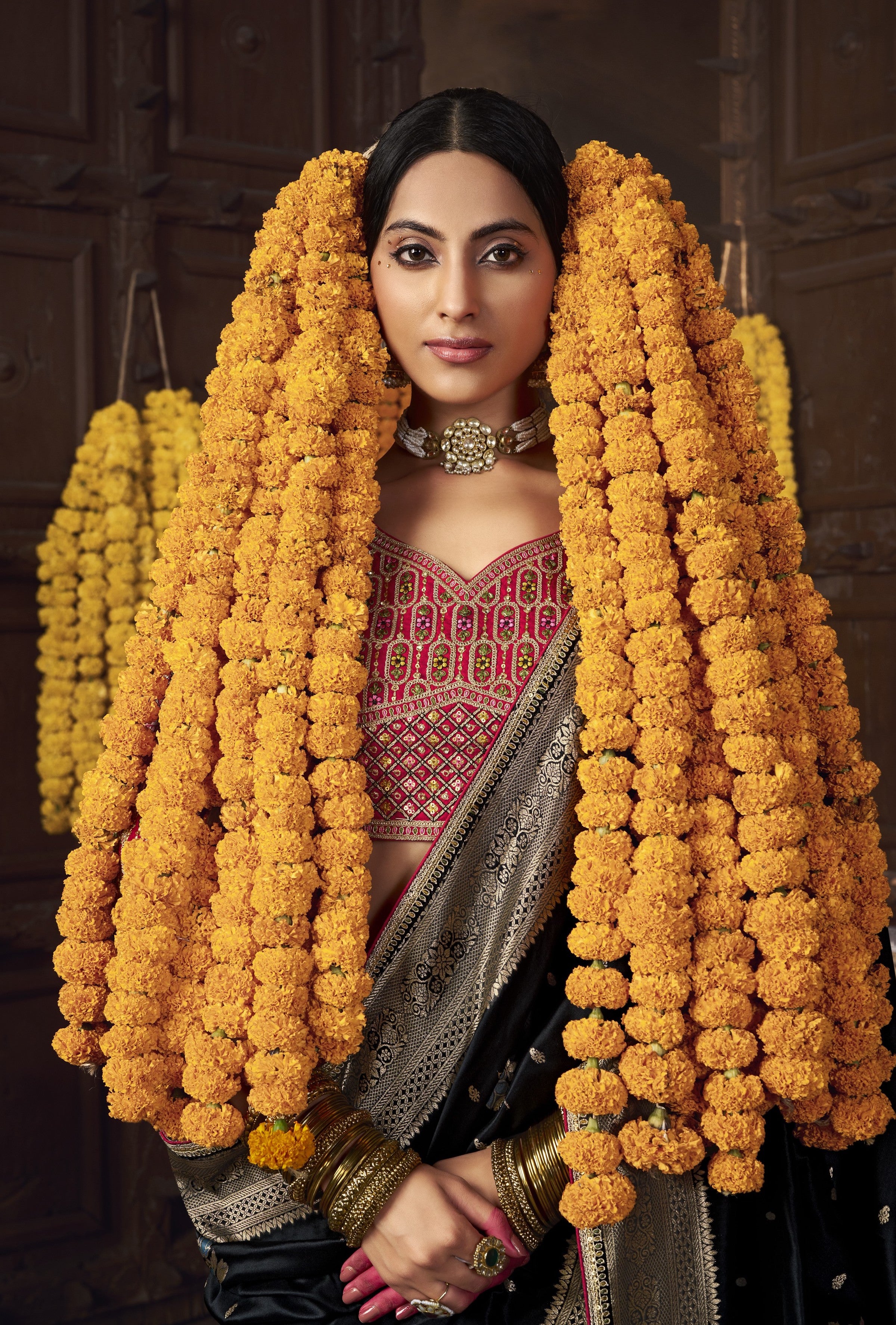 Black Pure Silk Weaving Saree