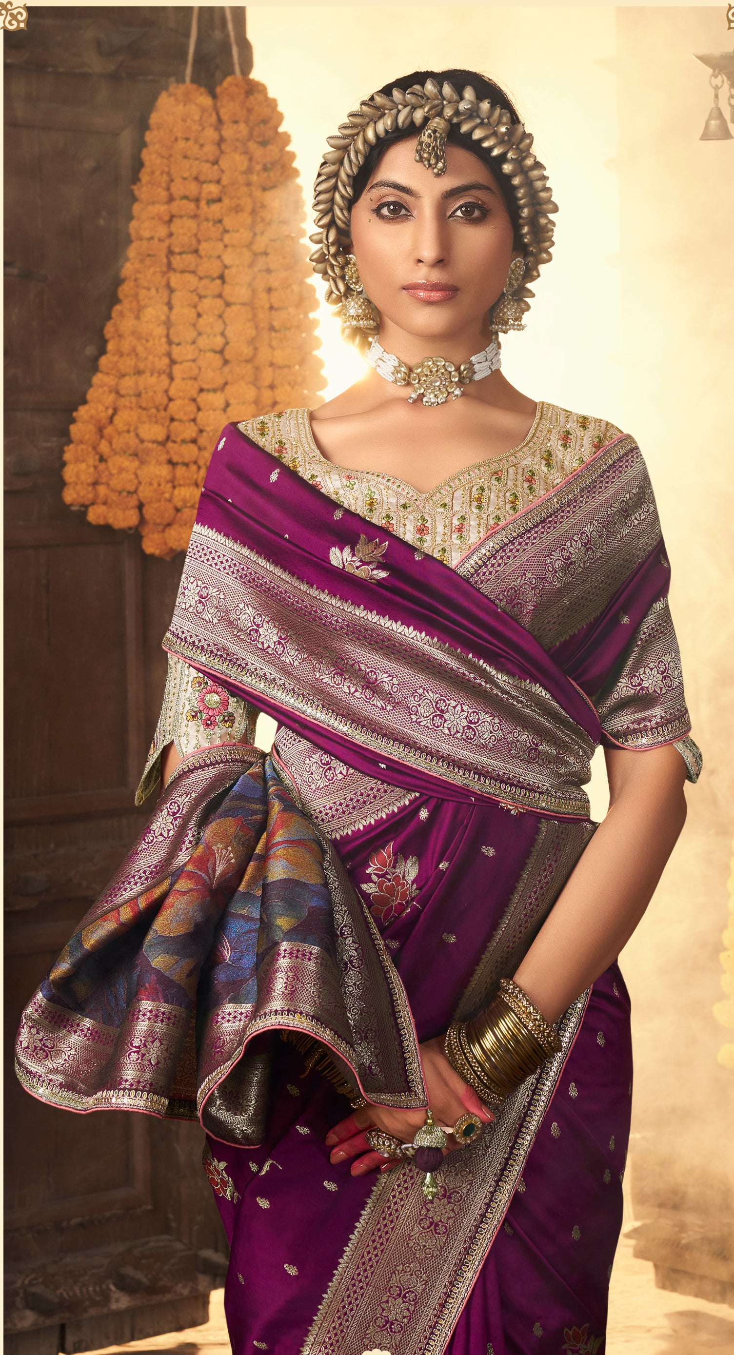 Purple Pure Silk Weaving Saree