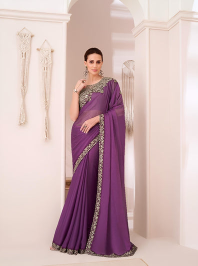 Purple Fancy Fabric Saree
