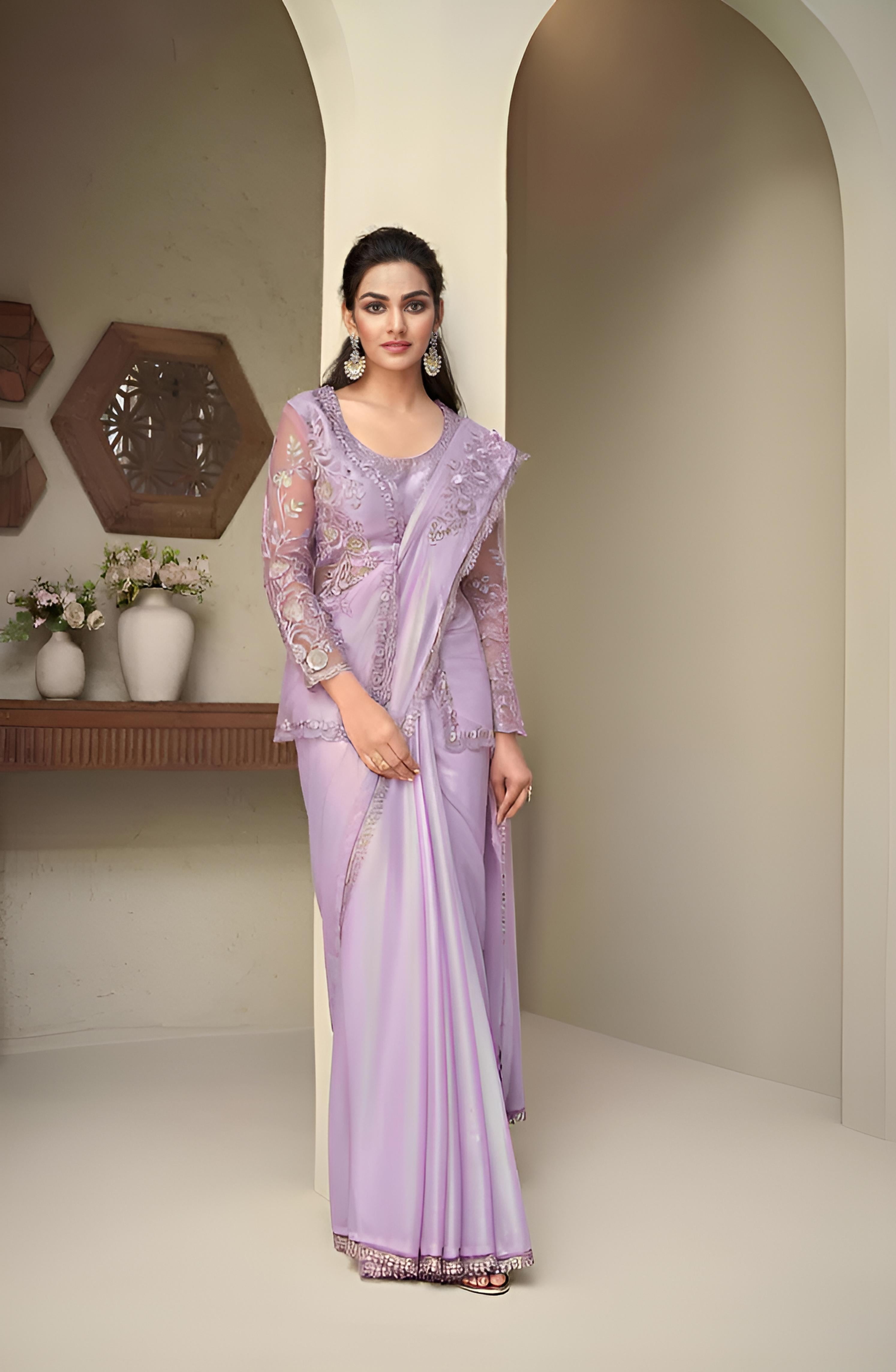Lavender Fancy Saree