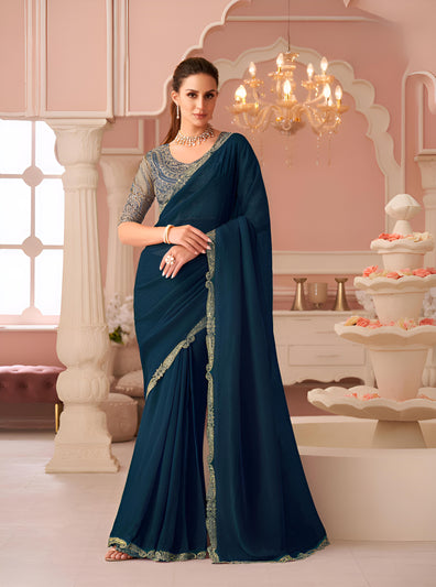 Teal Green Georgette Saree