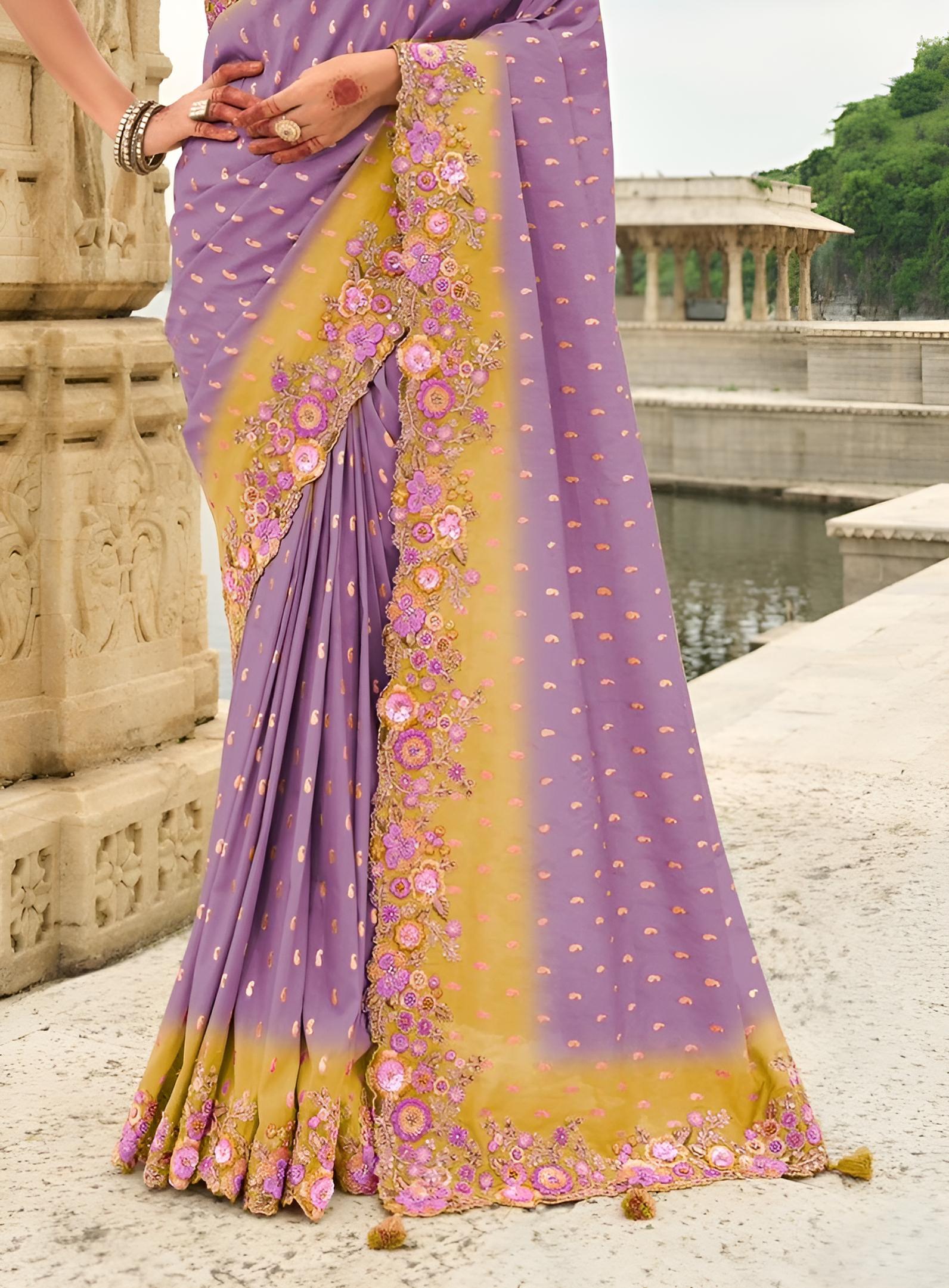 Lavender Purple Silk Saree