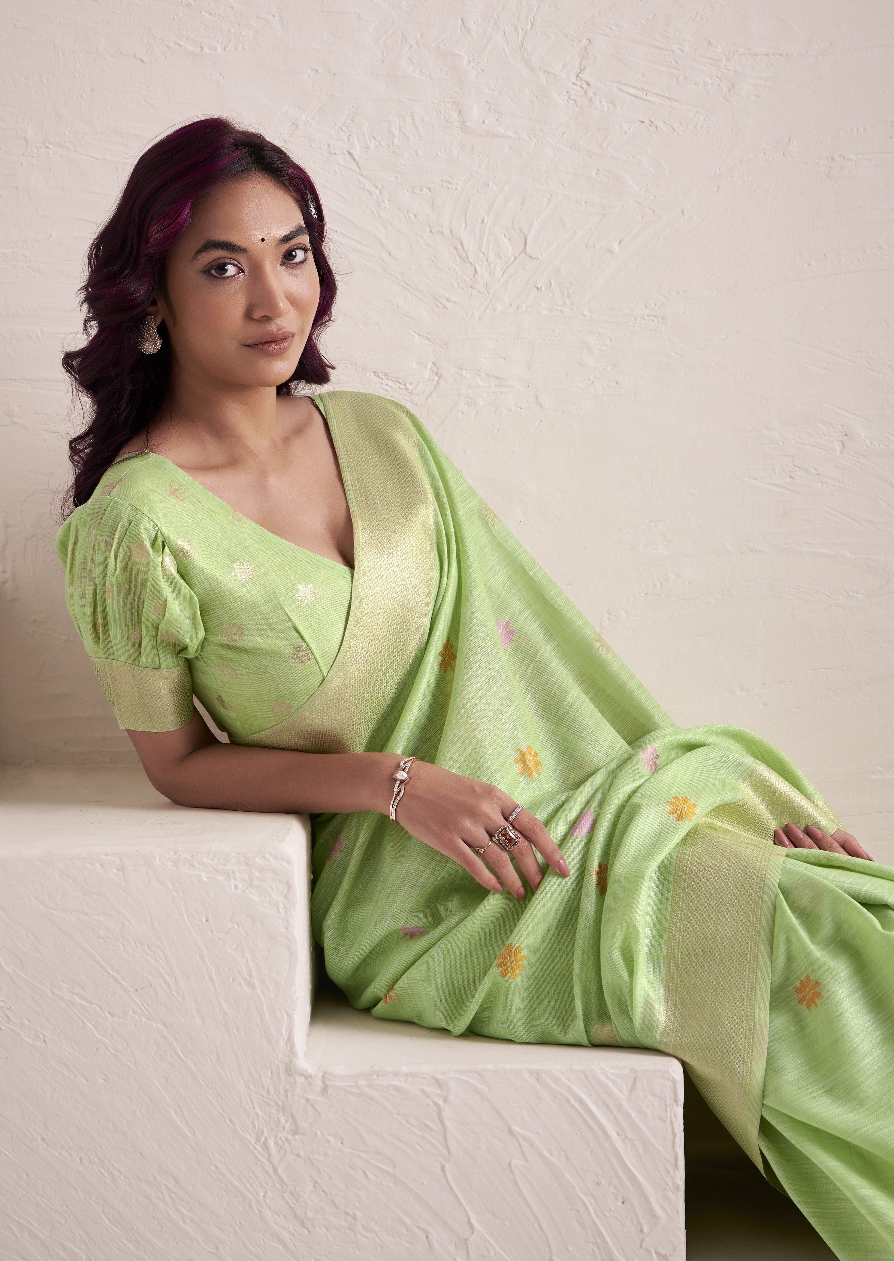 Light Green Linen Saree