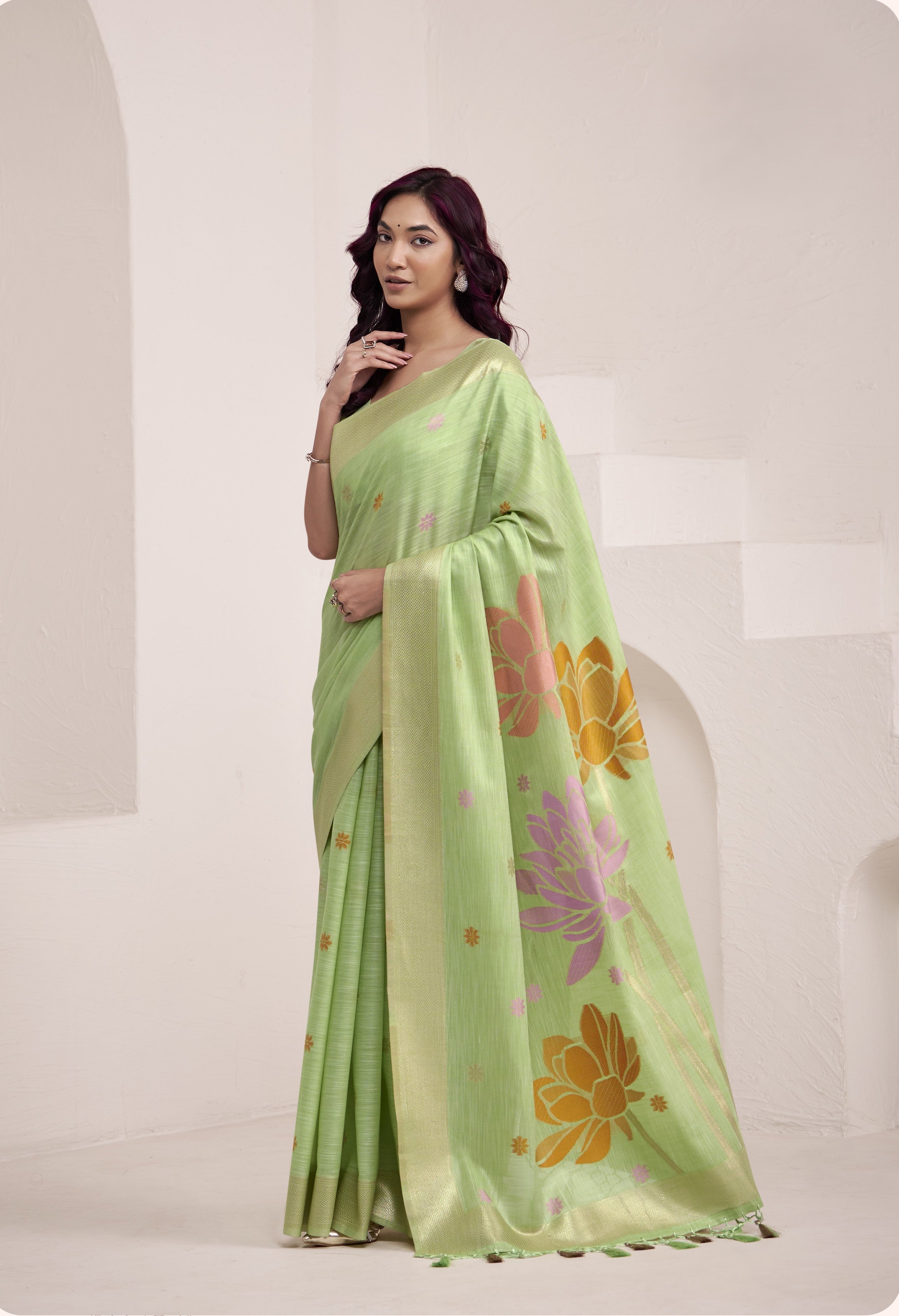 Light Green Linen Saree
