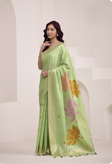 Light Green Linen Saree