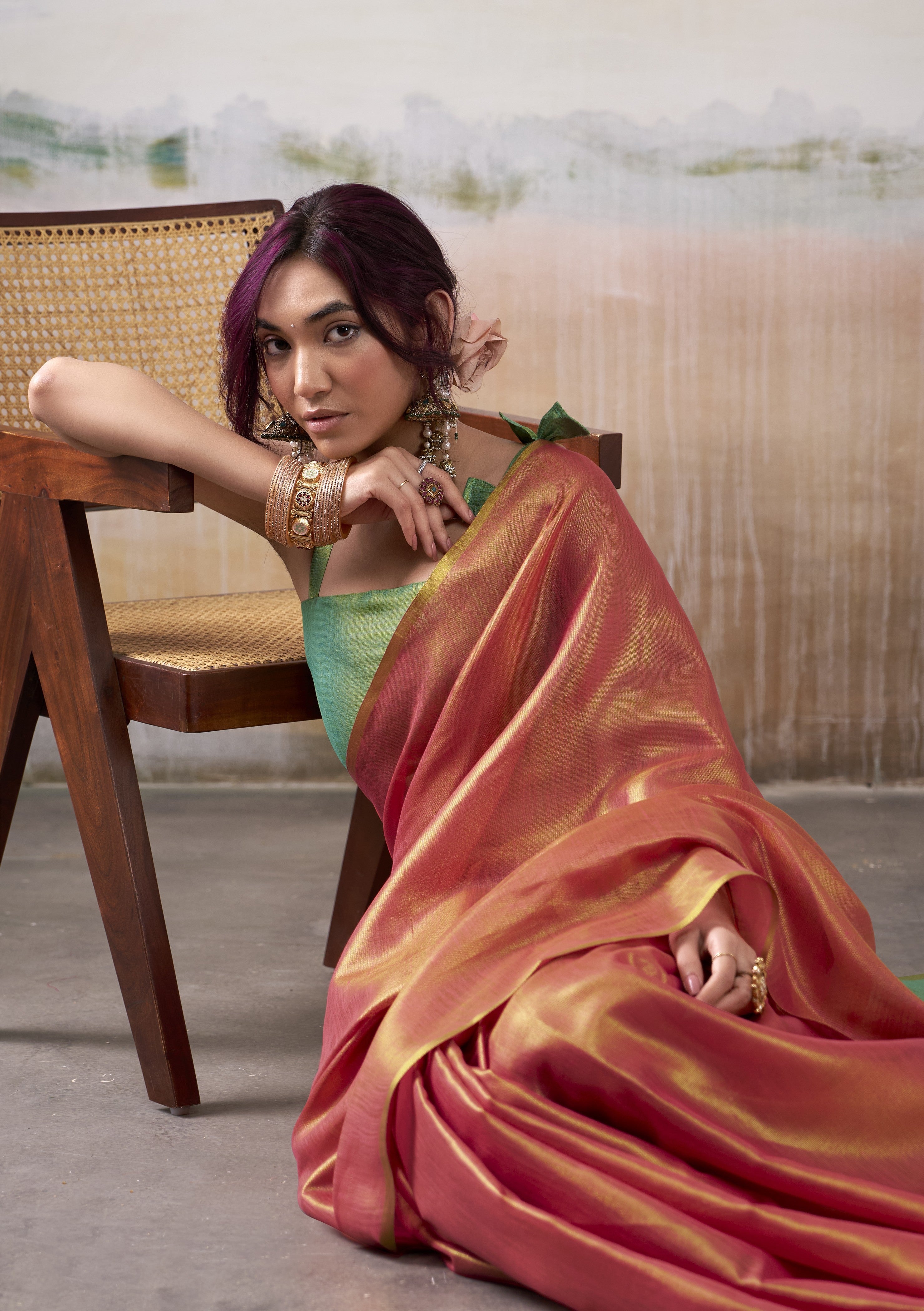Pink Pure Handloom Tissue Saree