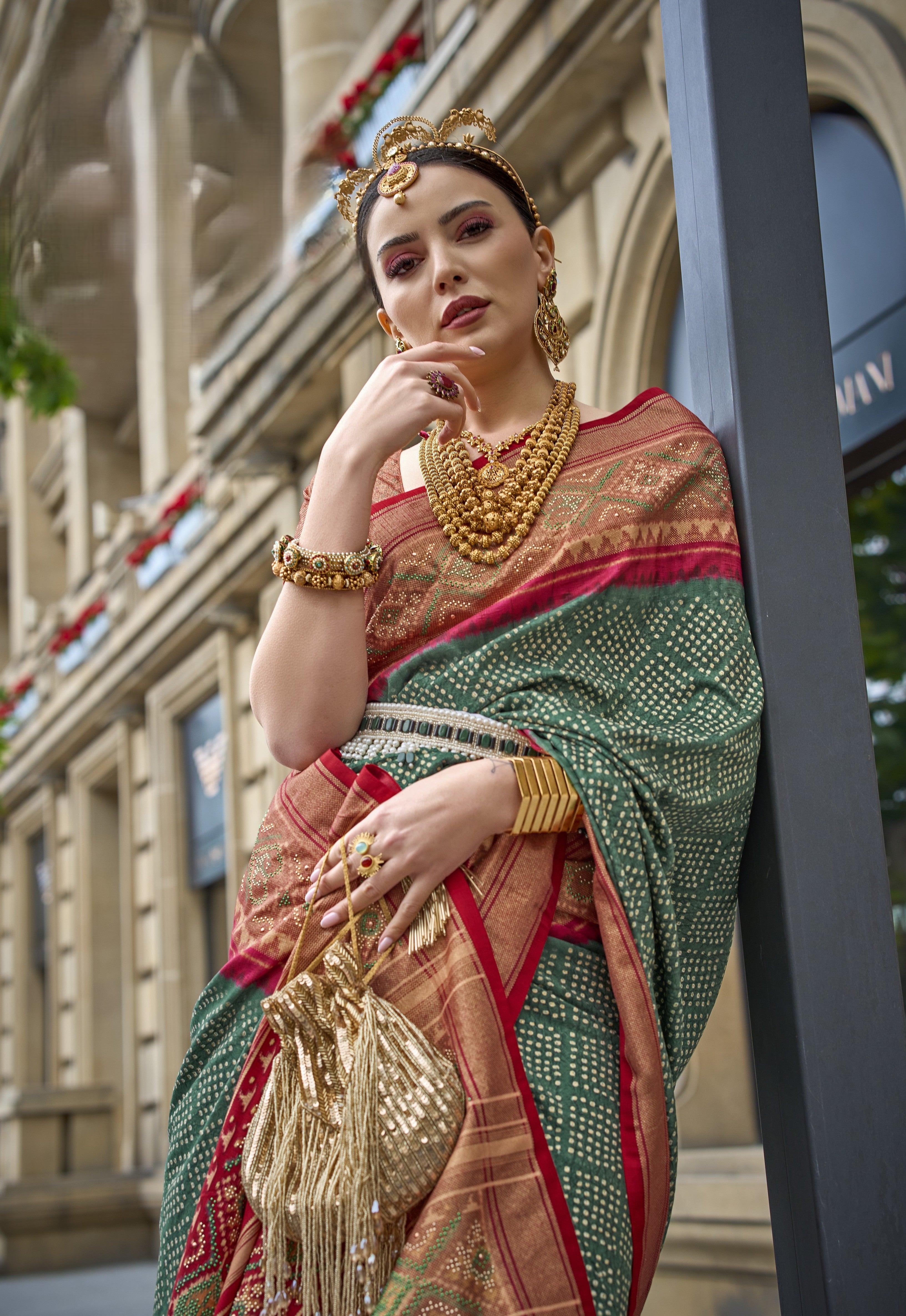 Green Mercerized Sigma Silk Patola Saree