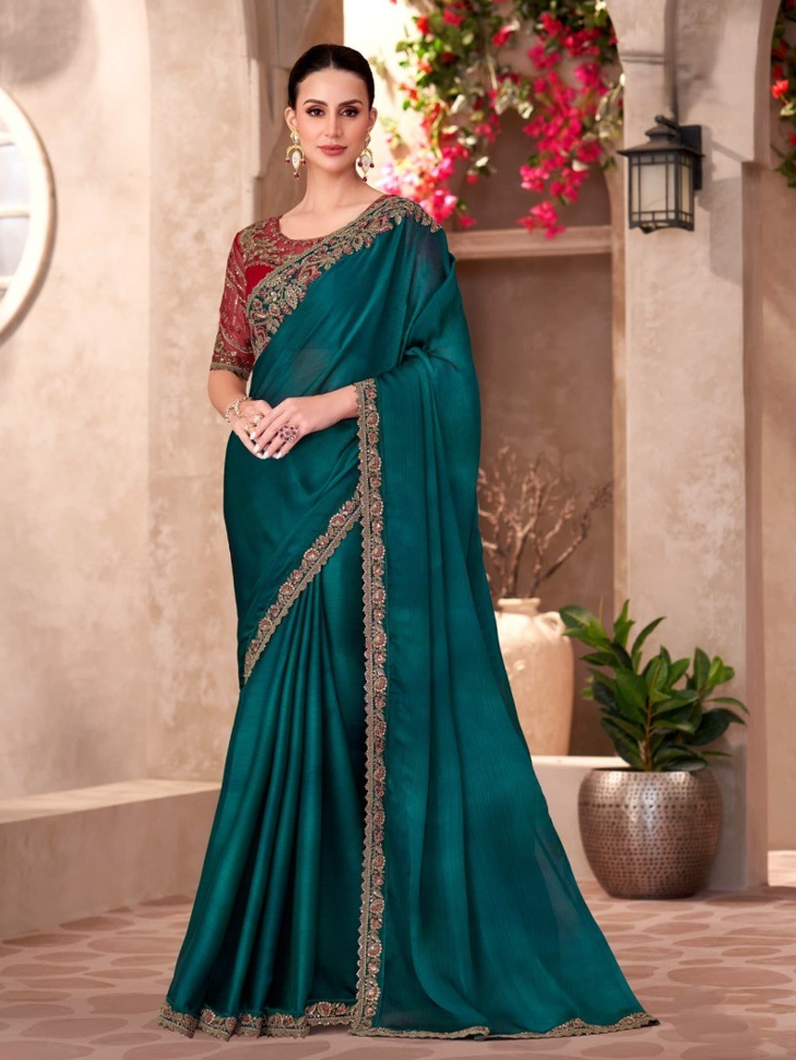 Sparkle Shaded Chiffon Saree & Georgette Work Blouse