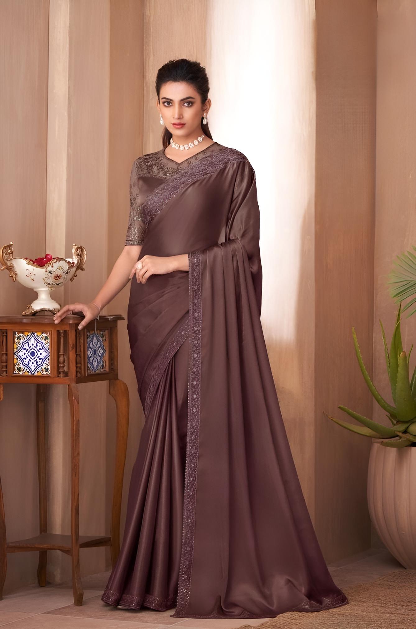 Coffee Brown Silk Saree