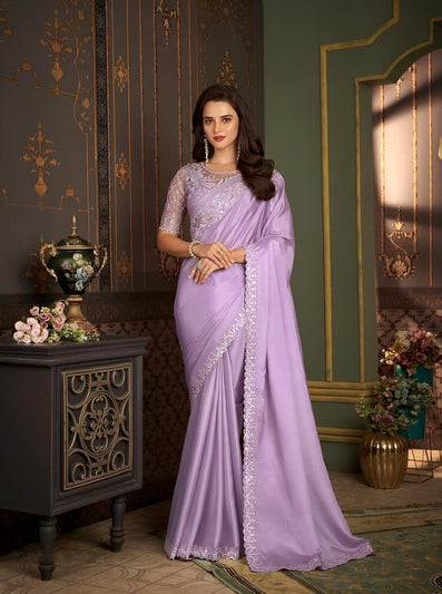 Lavender Fancy Fabric Saree