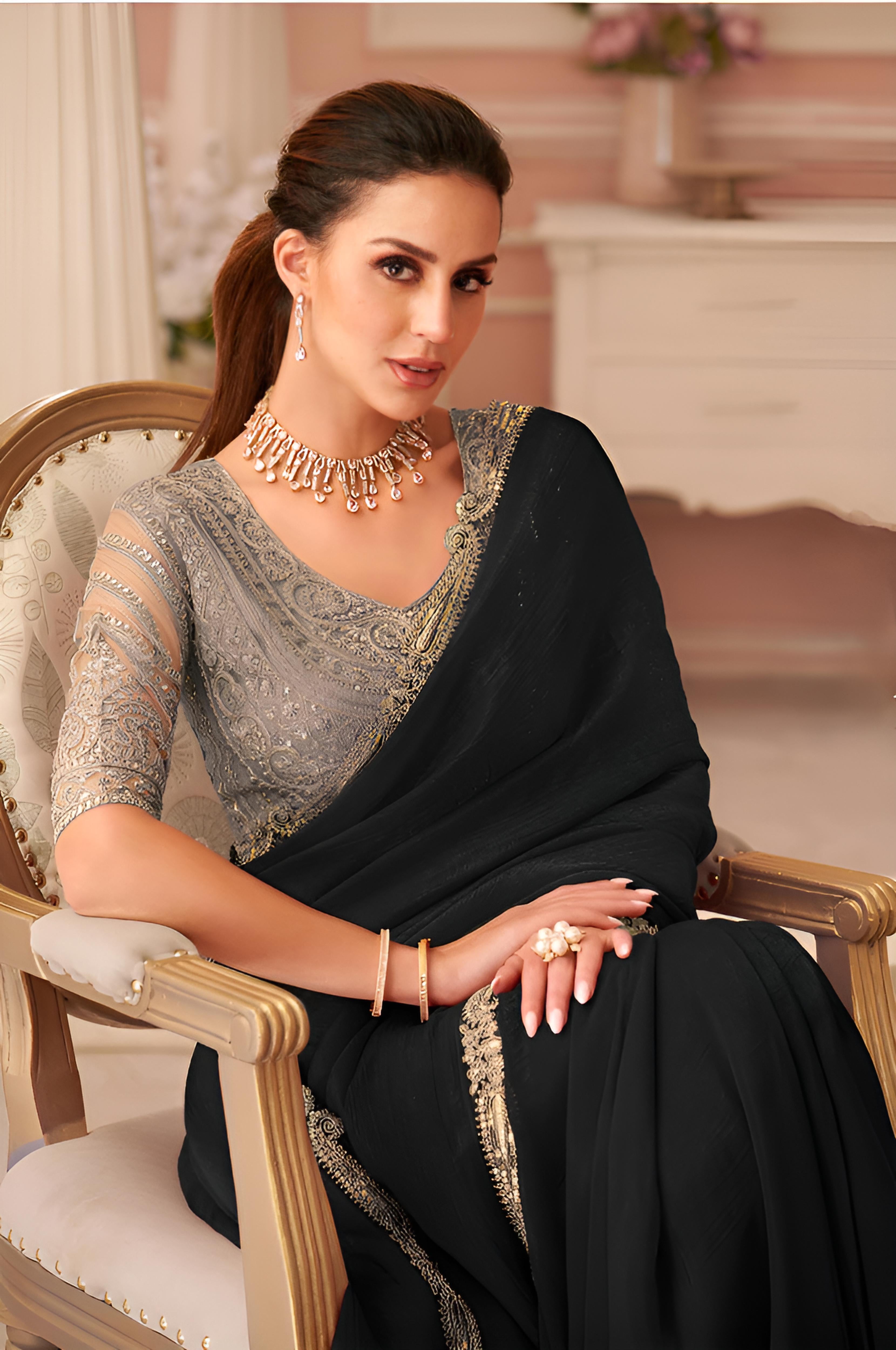 Black Georgette Saree