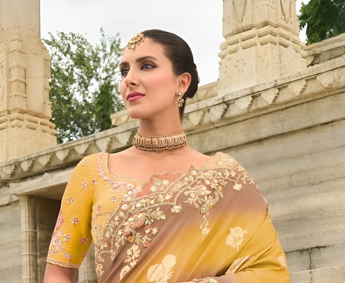 Golden Mustard Silk Saree