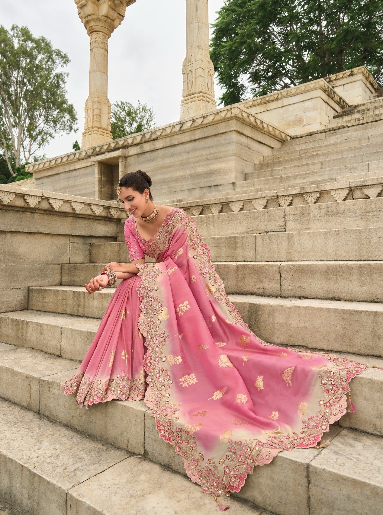 Rose Pink Silk Saree