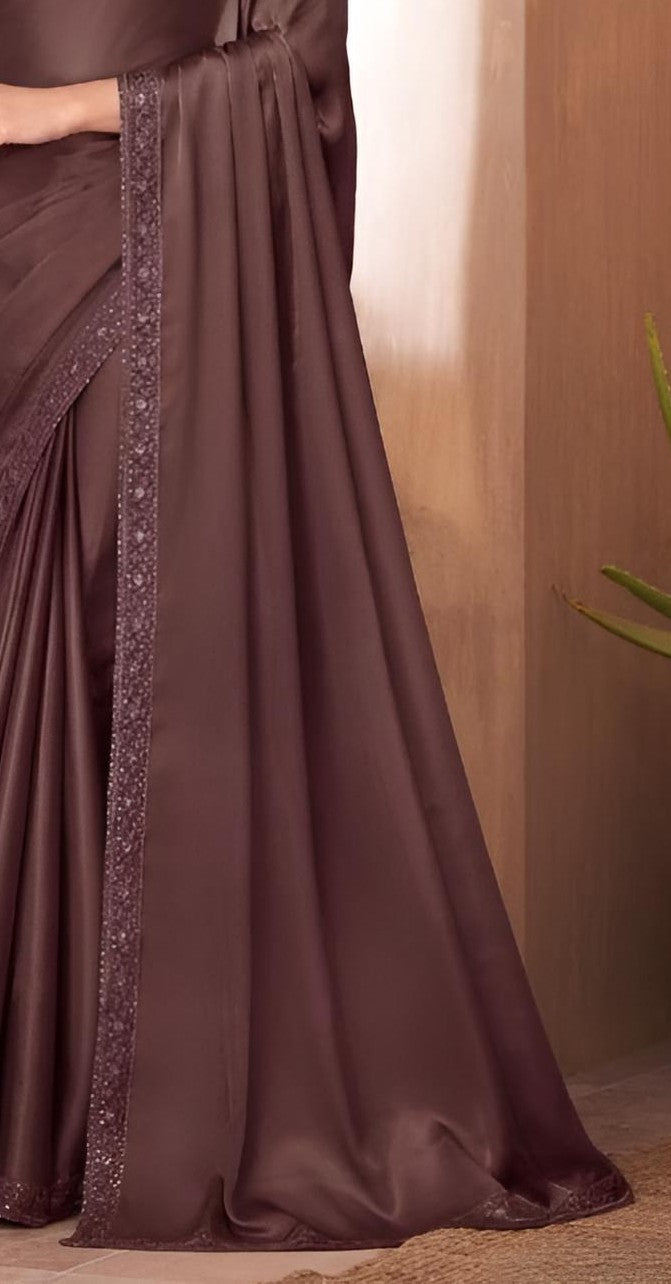 Coffee Brown Silk Saree