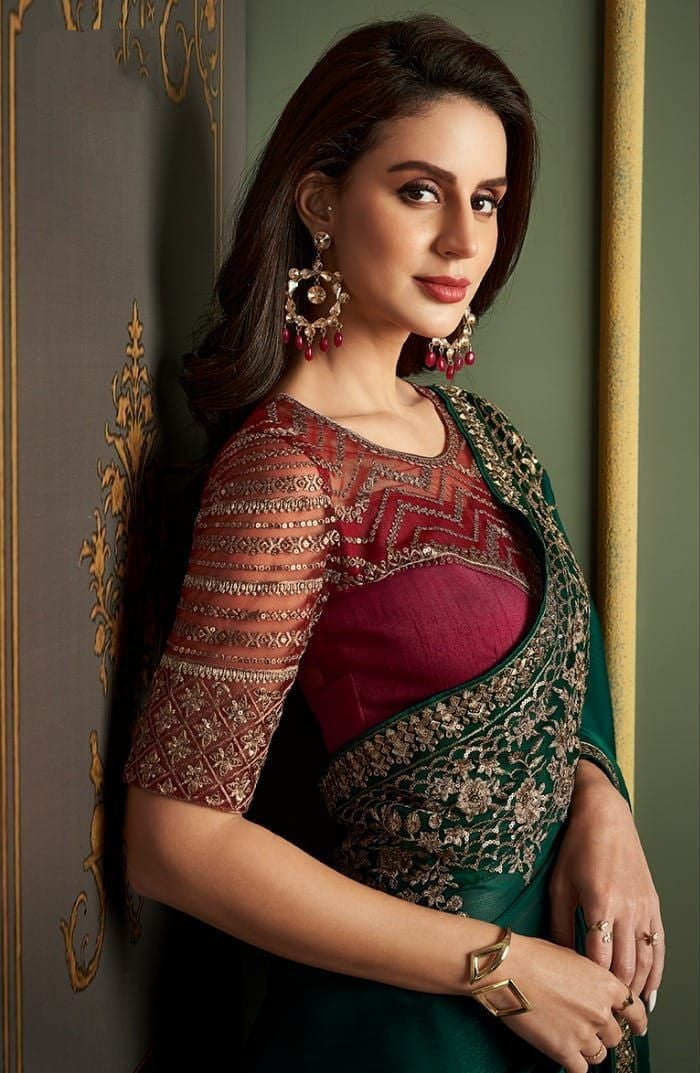 Bottle Green Georgette Saree