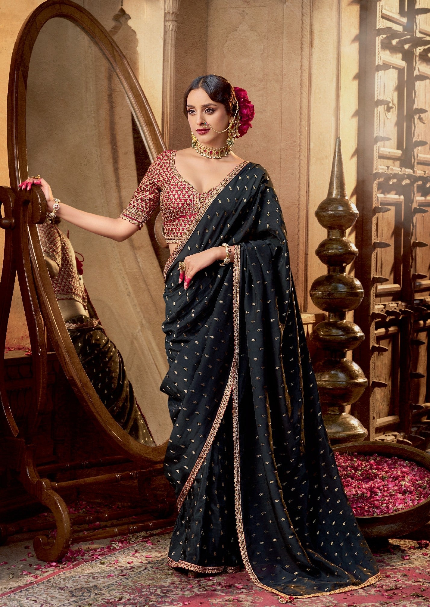Black Crepe Saree