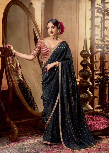 Black Crepe Saree