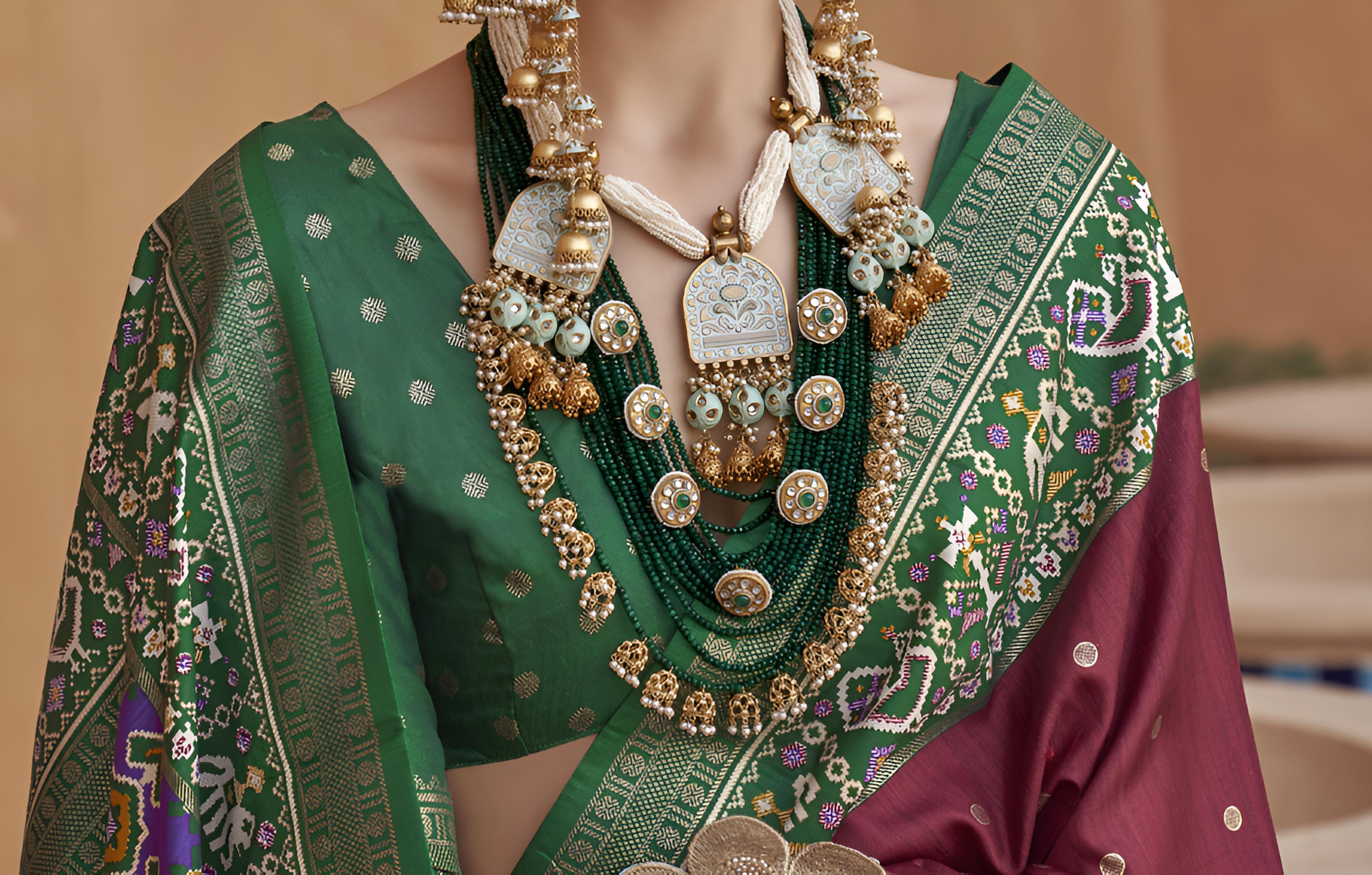 Maroon Silk Saree With Patola Border