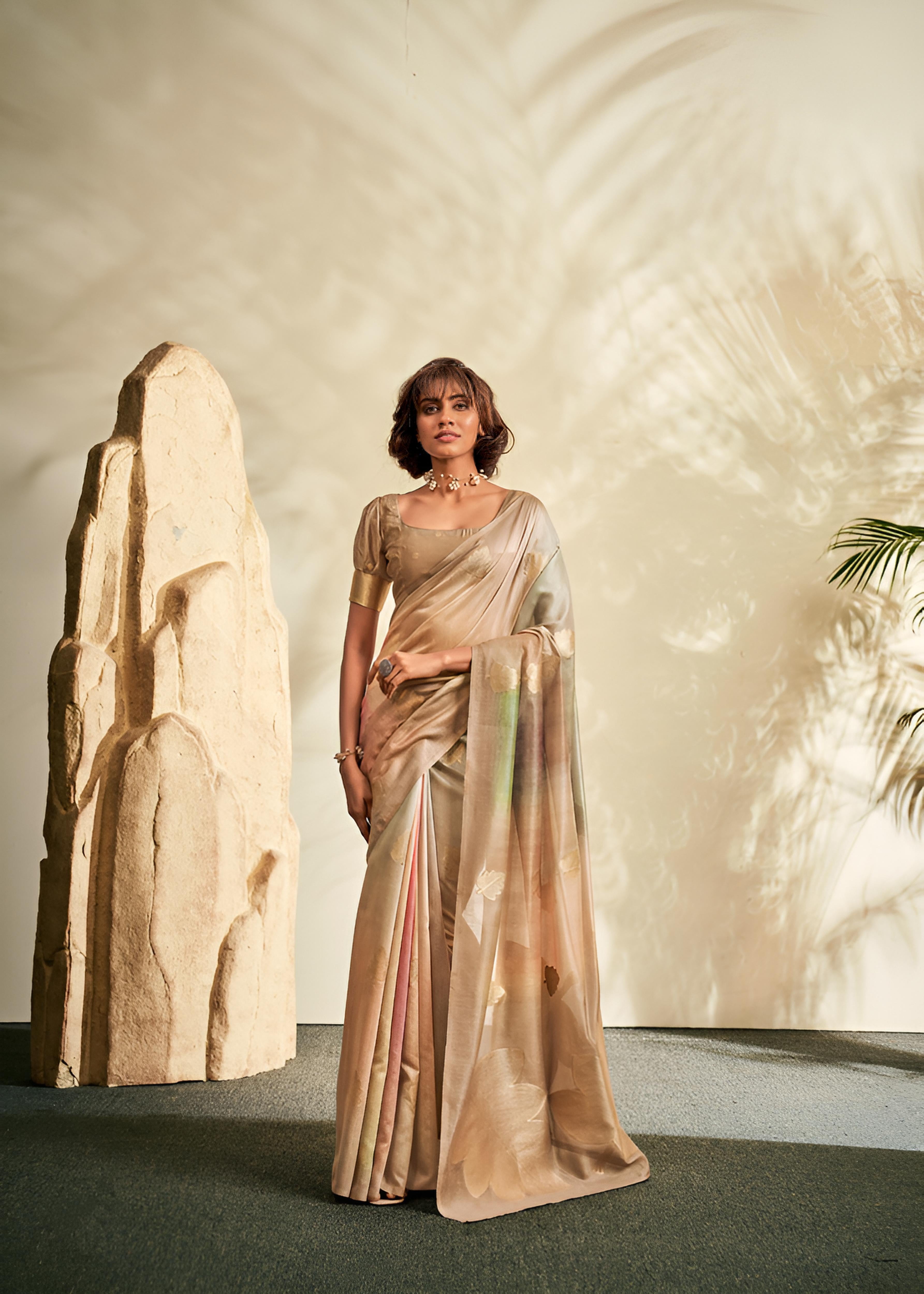 Light Brown Soft Handloom Silk Saree