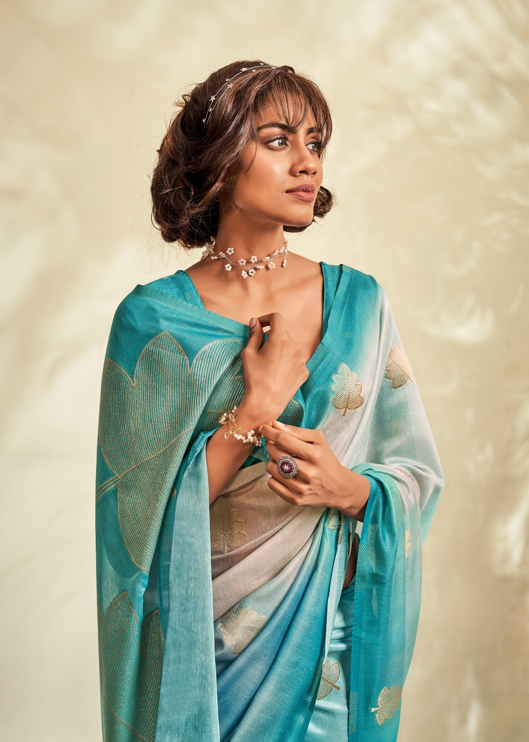 Blue And Grey Soft Handloom Silk Saree