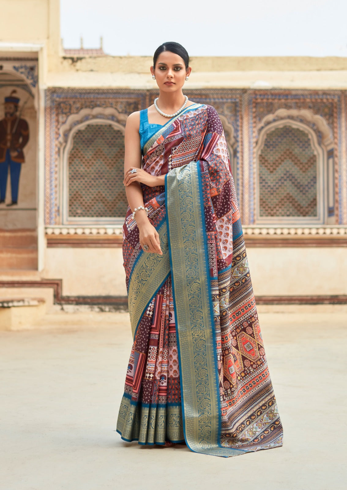 Maroon And Multicolor Dola Handloom Silk Saree