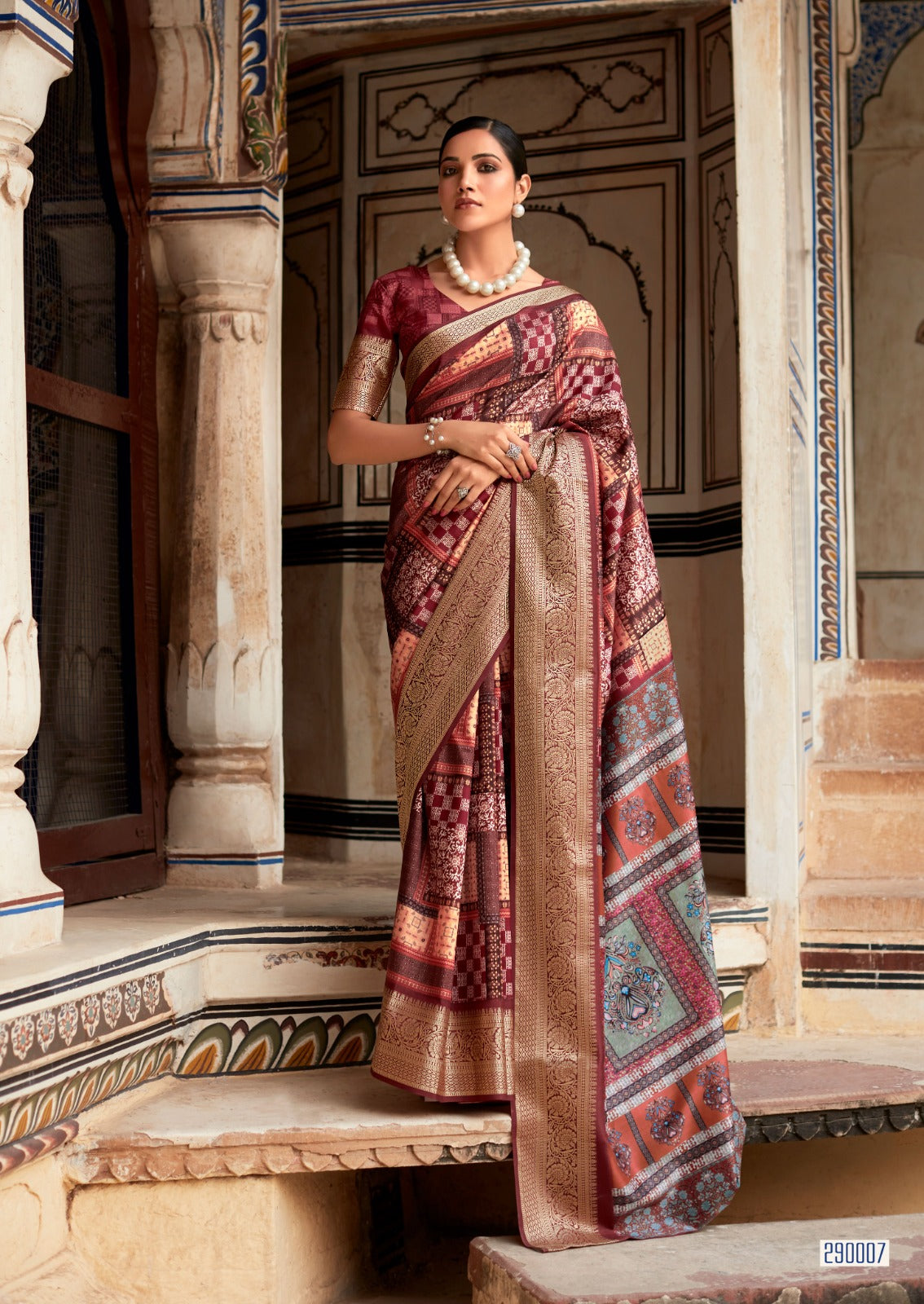Maroon And Multicolor Dola Art Silk Saree