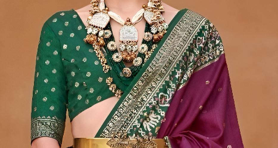 Wine Silk Saree With Patola Border