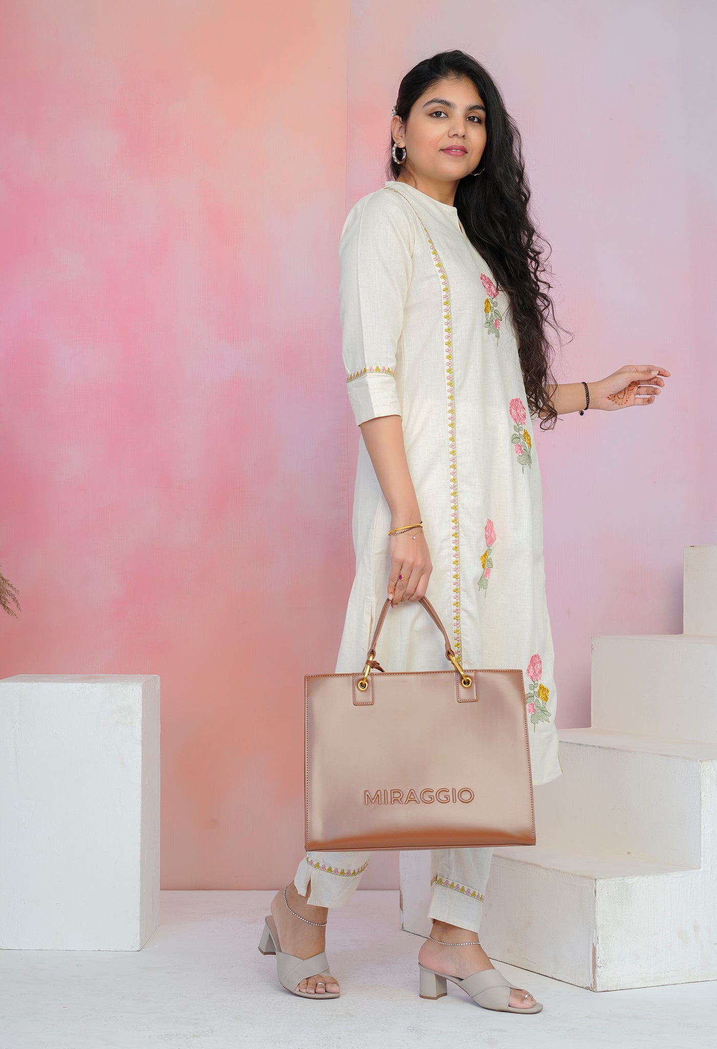 Off White Cotton Flex Co-ord Set