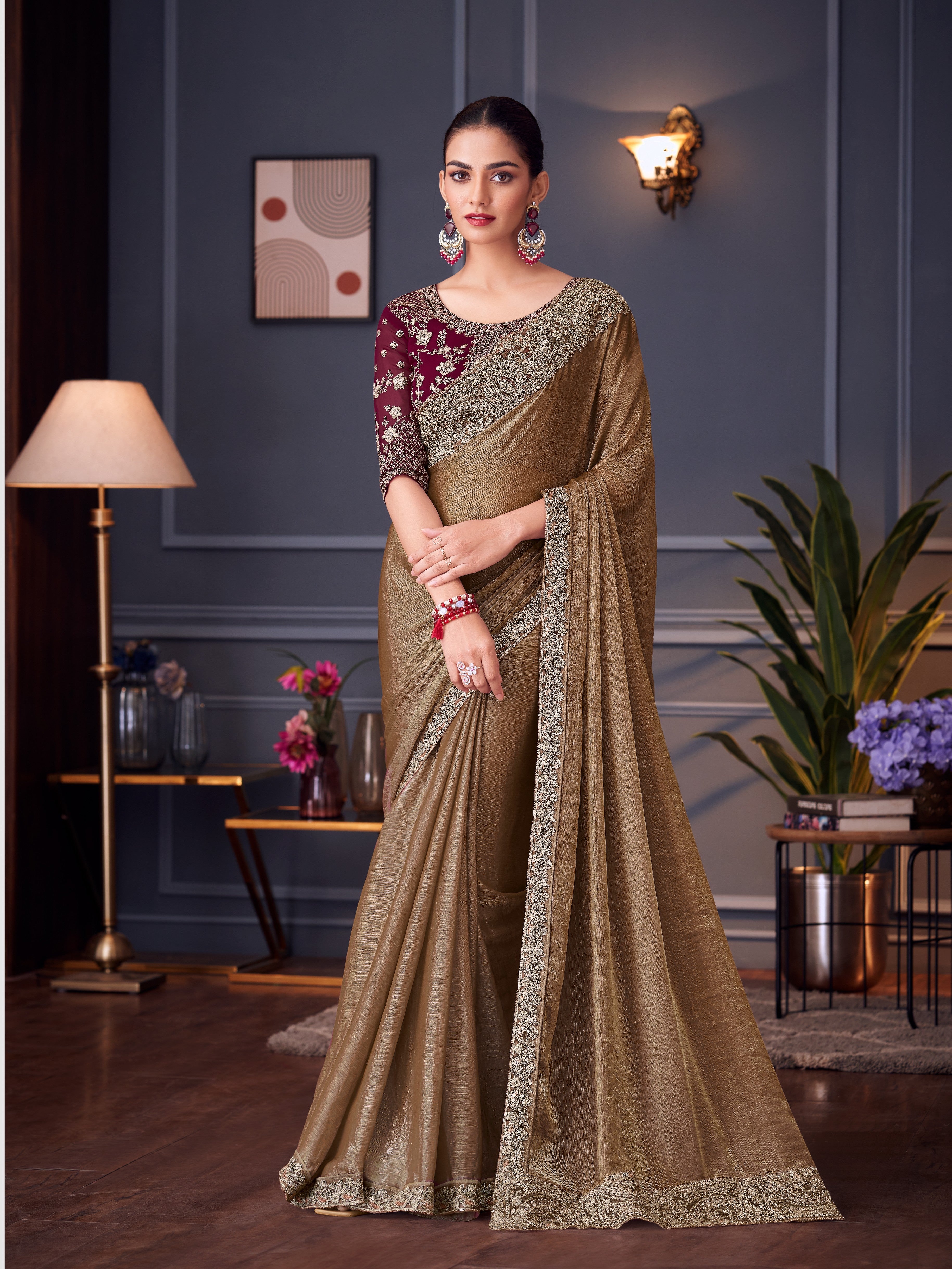 Bronze Double Tone Silk Saree