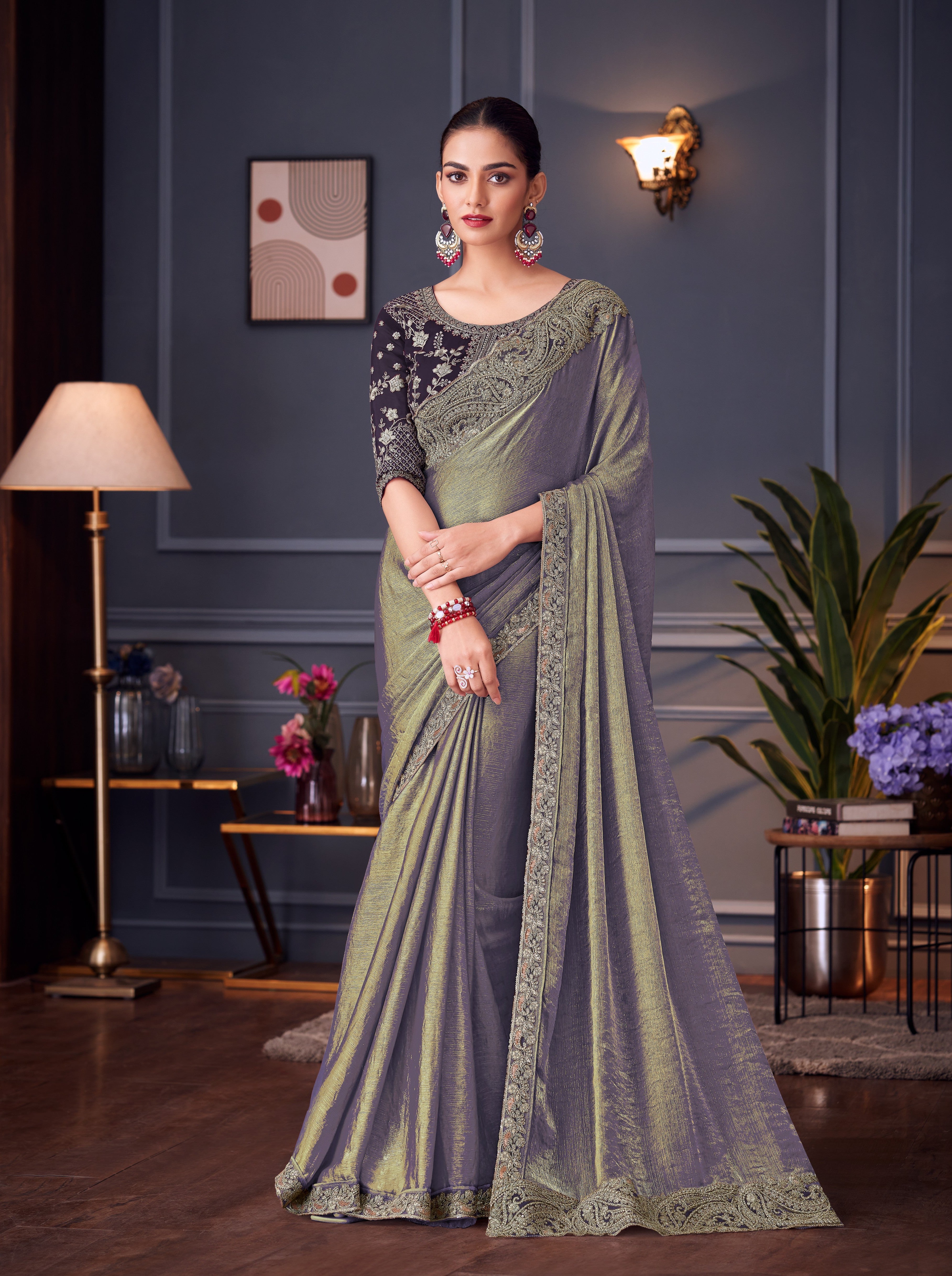 Mauve Double Tone Silk Saree