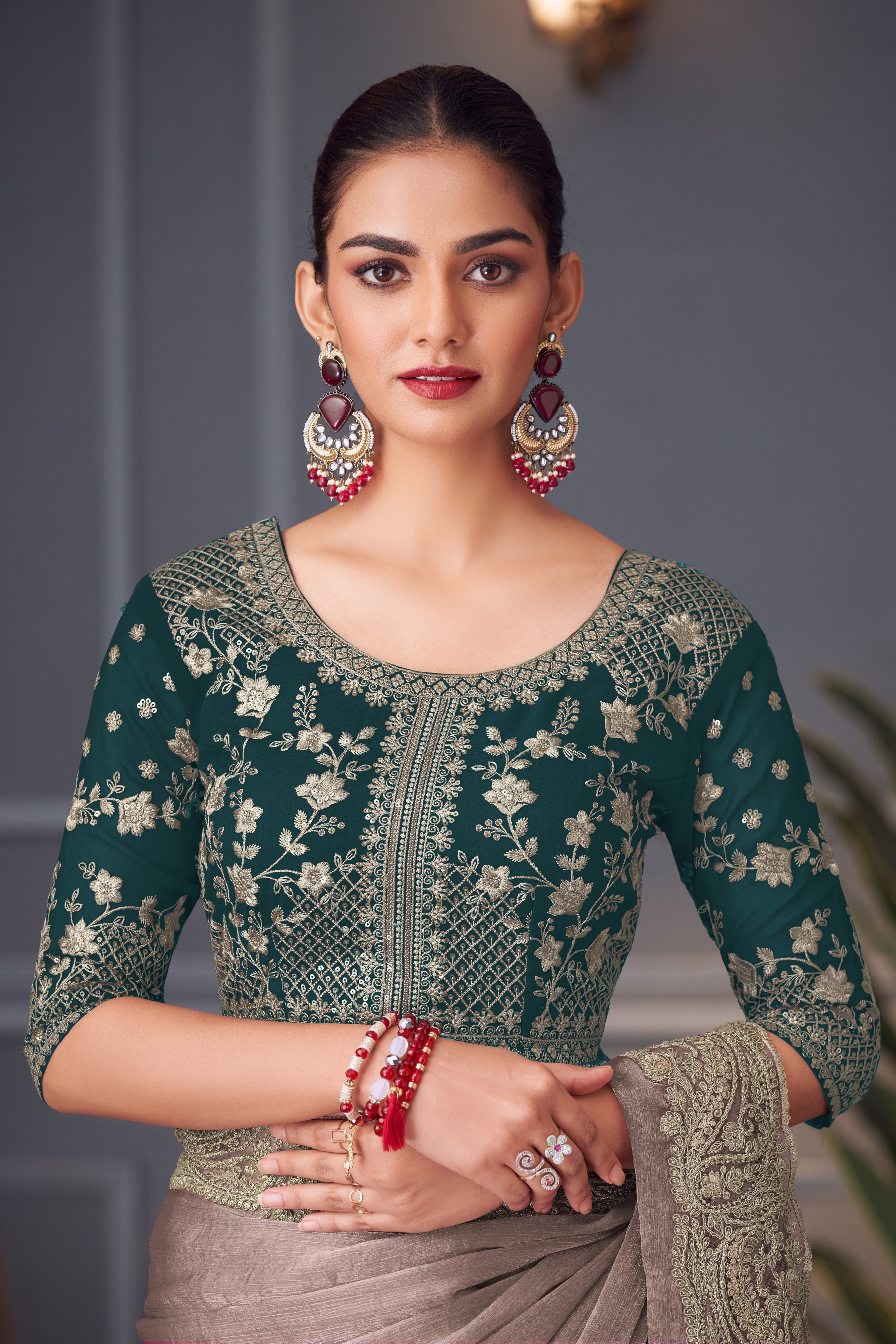 Olive Green Double Tone Silk Saree
