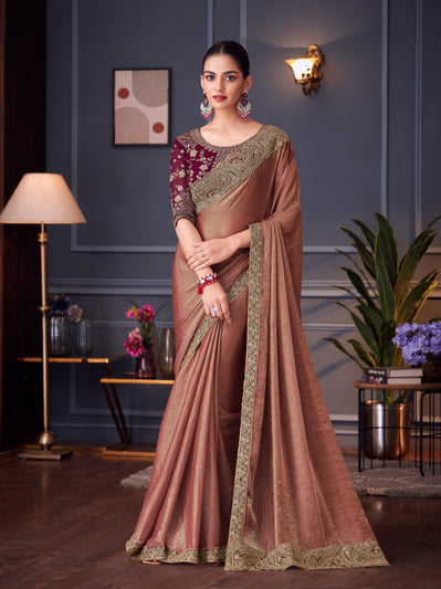 Copper Double Tone Silk Saree