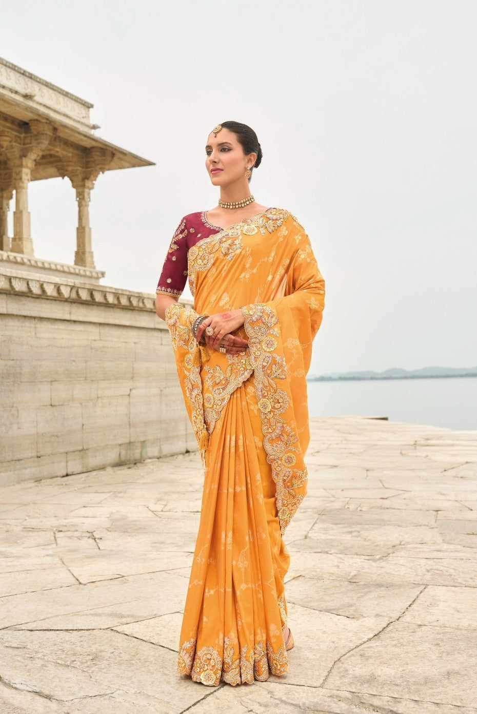 Mustard Yellow Silk Saree