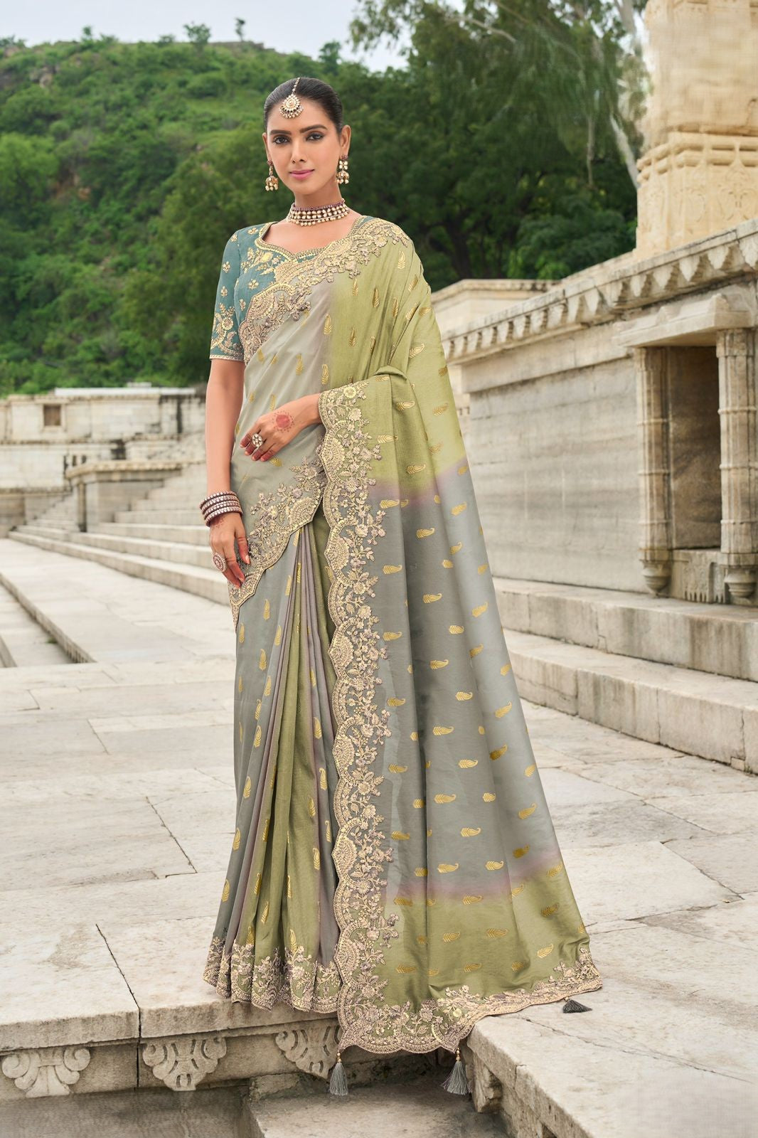 Sage Green Silk Saree