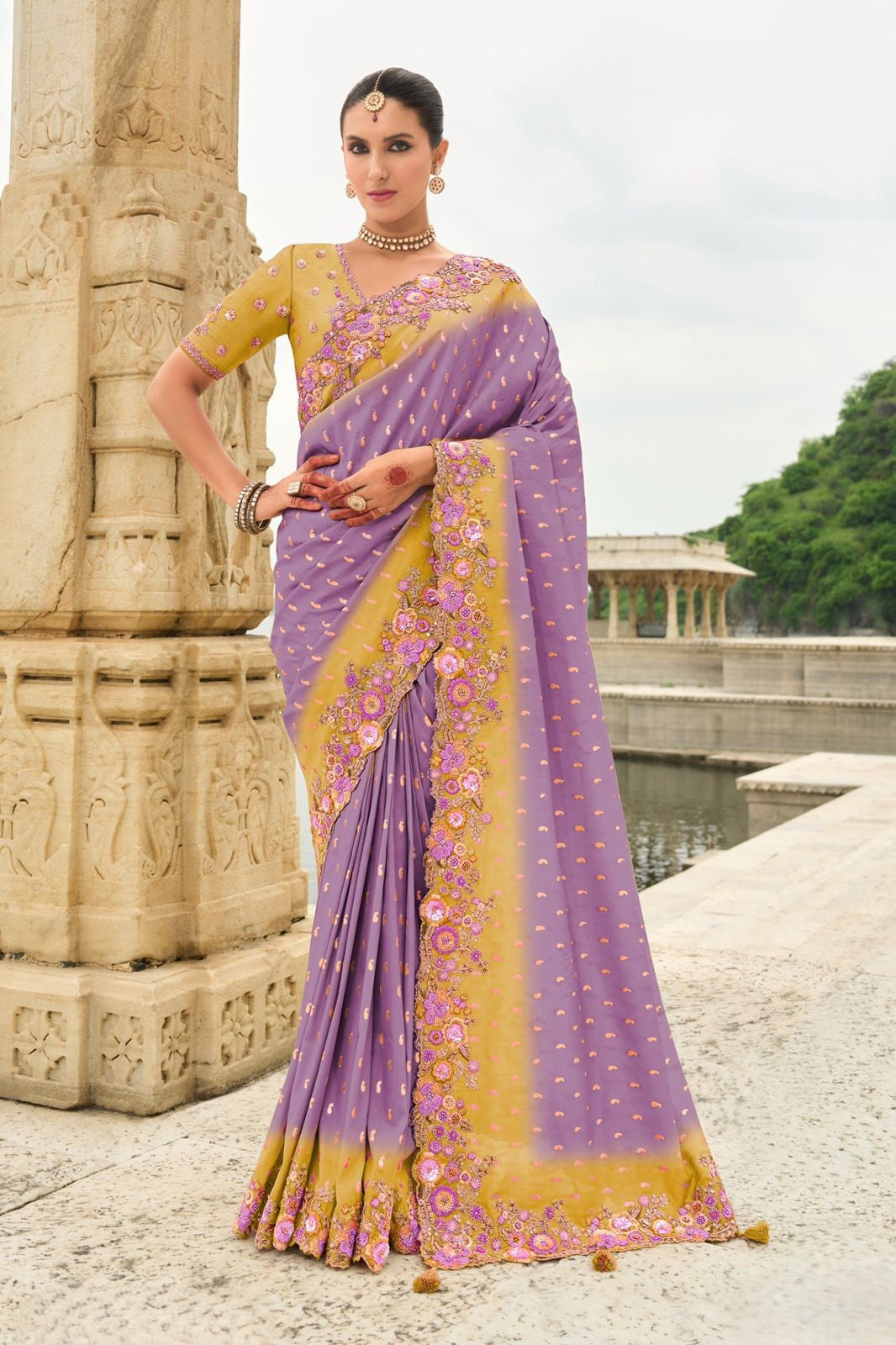 Lavender Purple Silk Saree
