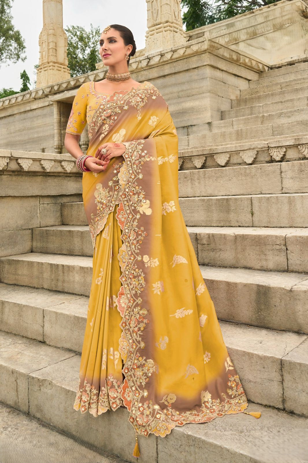Golden Mustard Silk Saree