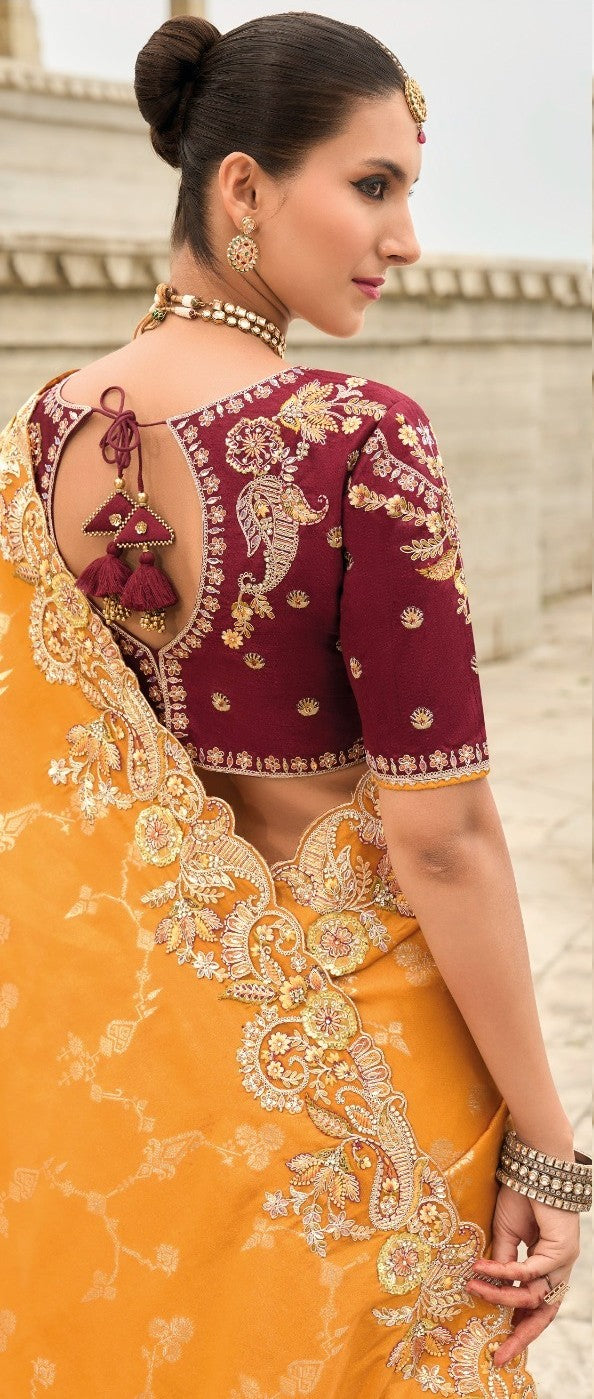 Mustard Yellow Silk Saree