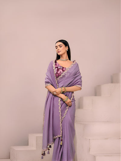 Lavender Fancy Fabric Saree