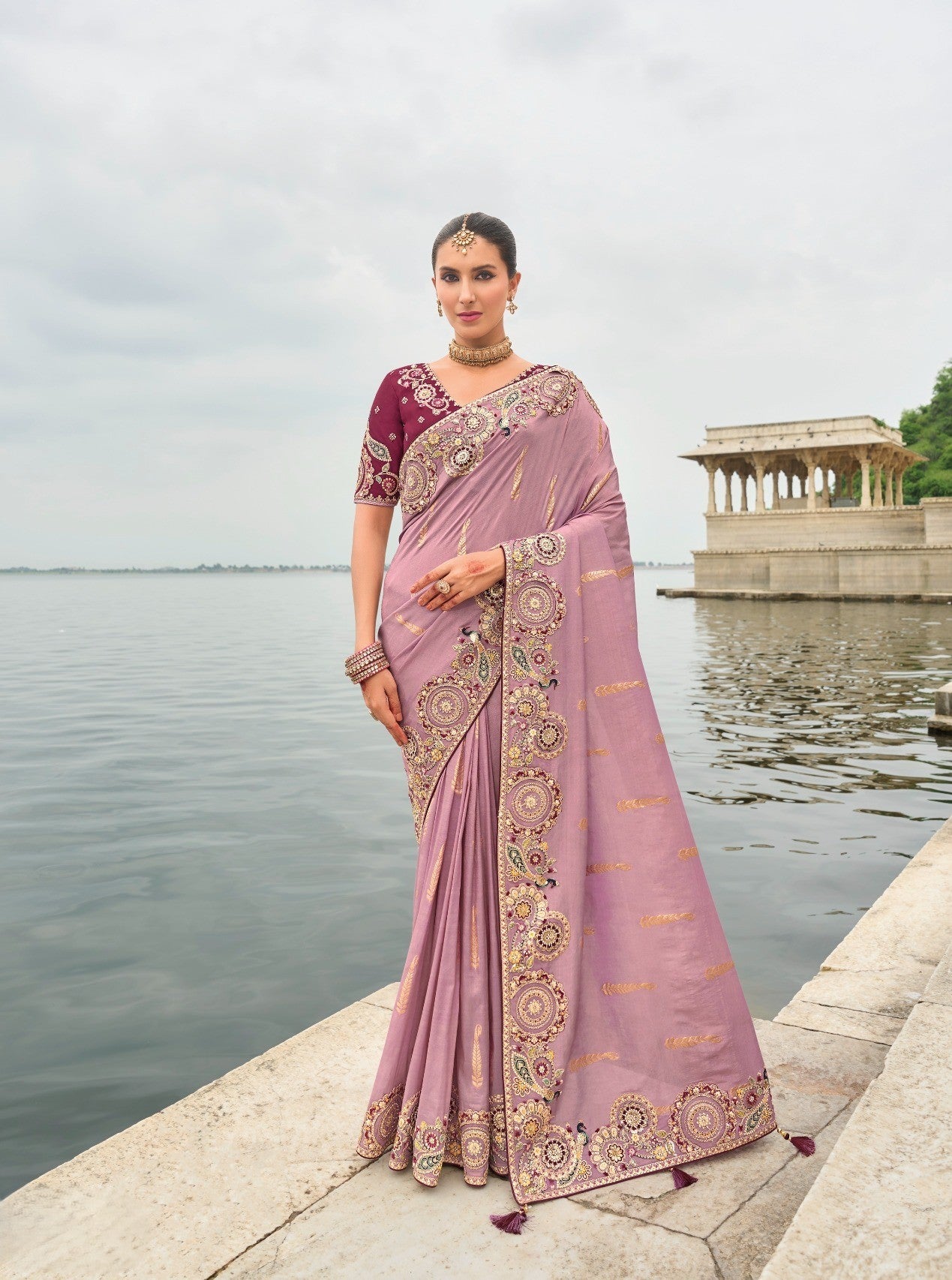 Dusty Mauve Silk Saree