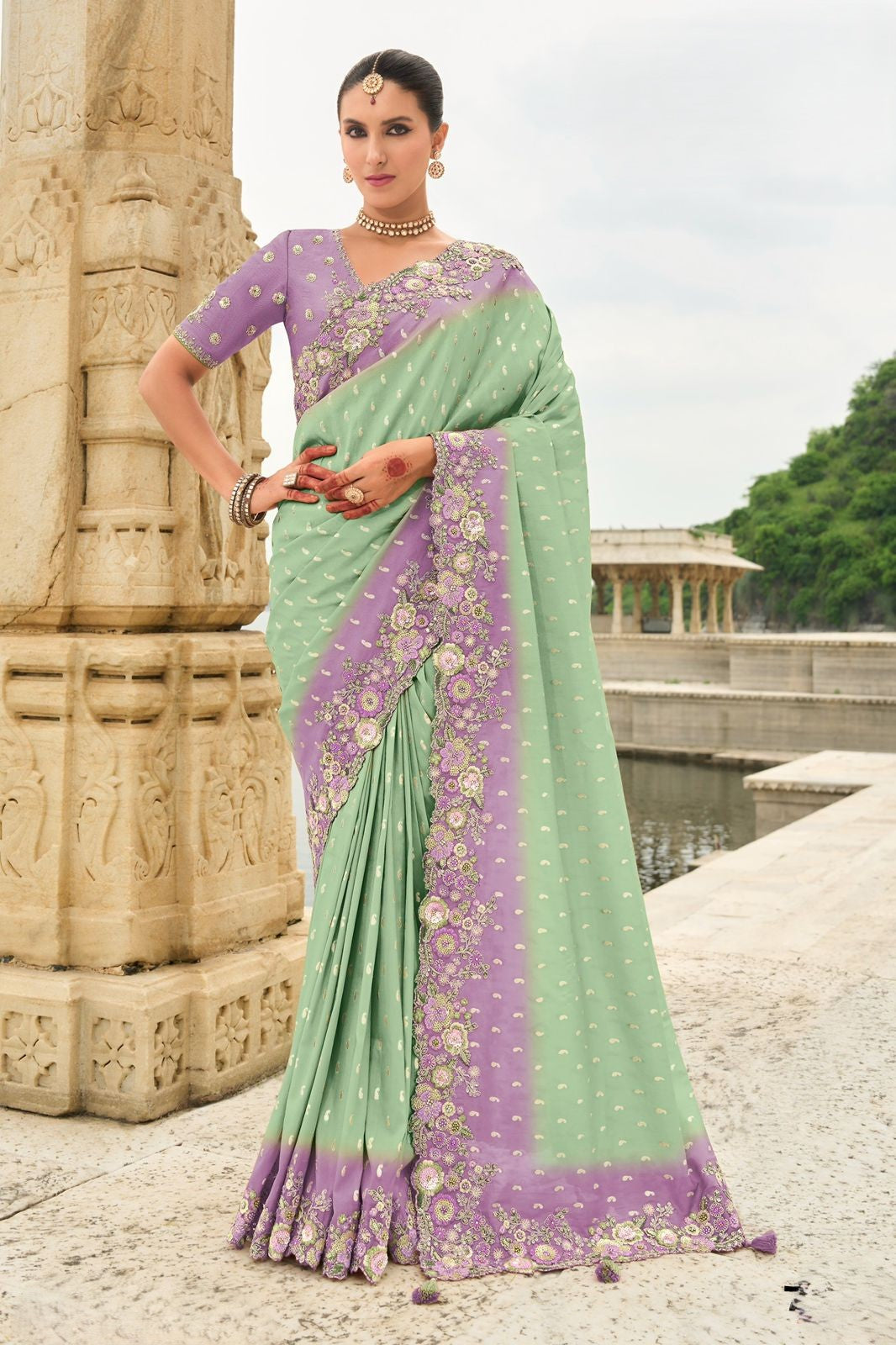 Mint Green Silk Saree