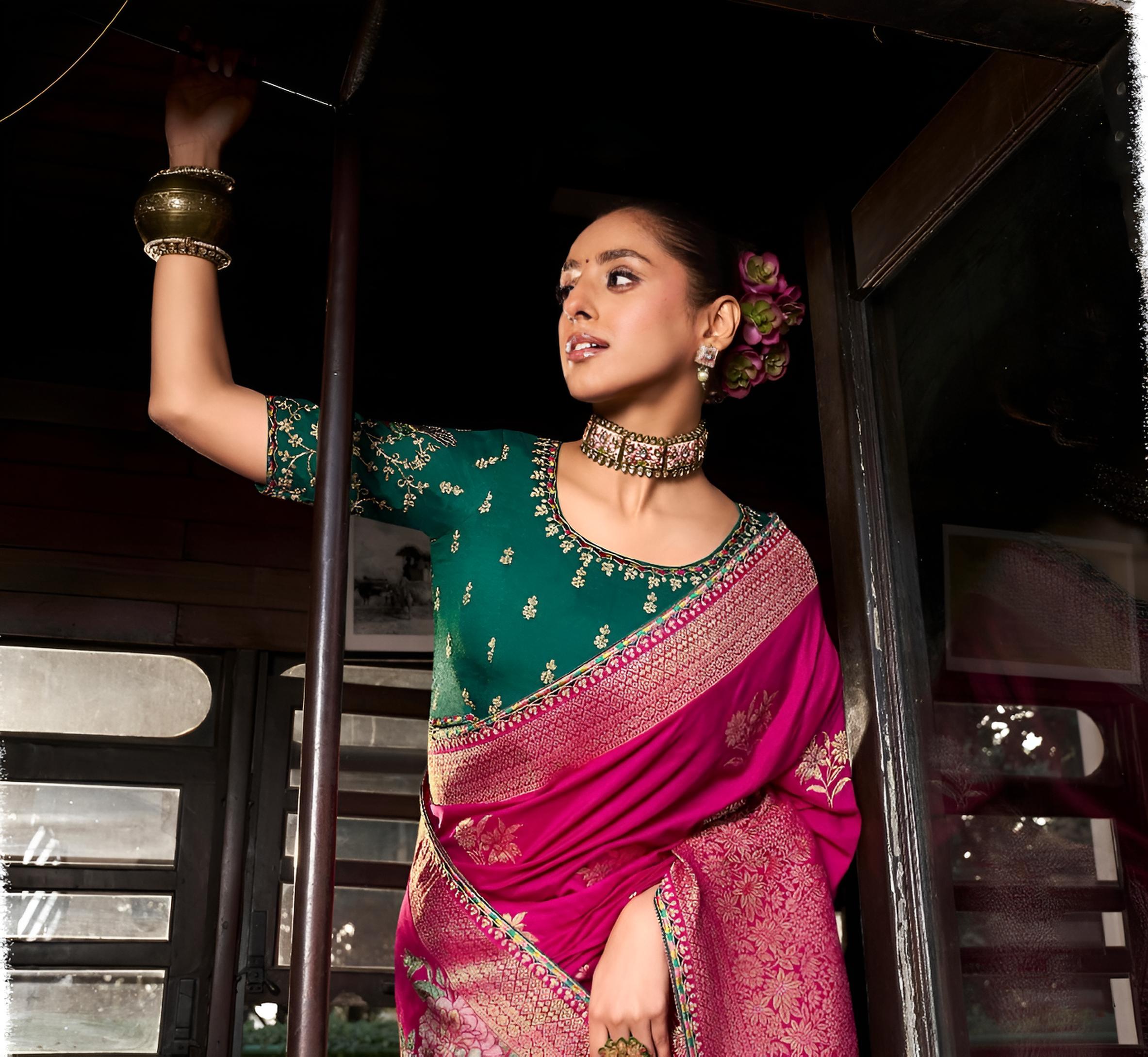 Pink Soft Dola Viscose Silk Saree