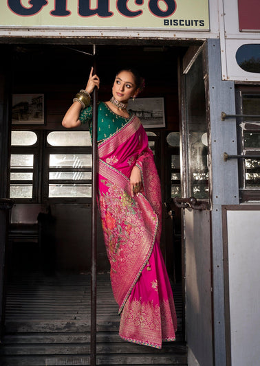 Pink Soft Dola Viscose Silk Saree