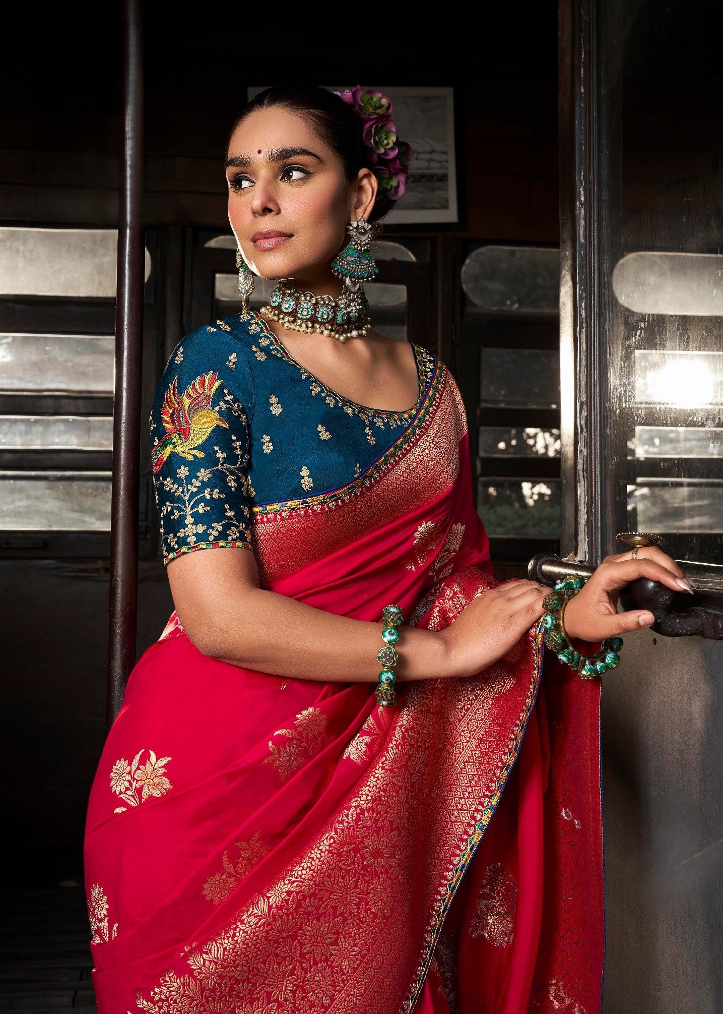 Red Soft Dola Viscose Silk Saree