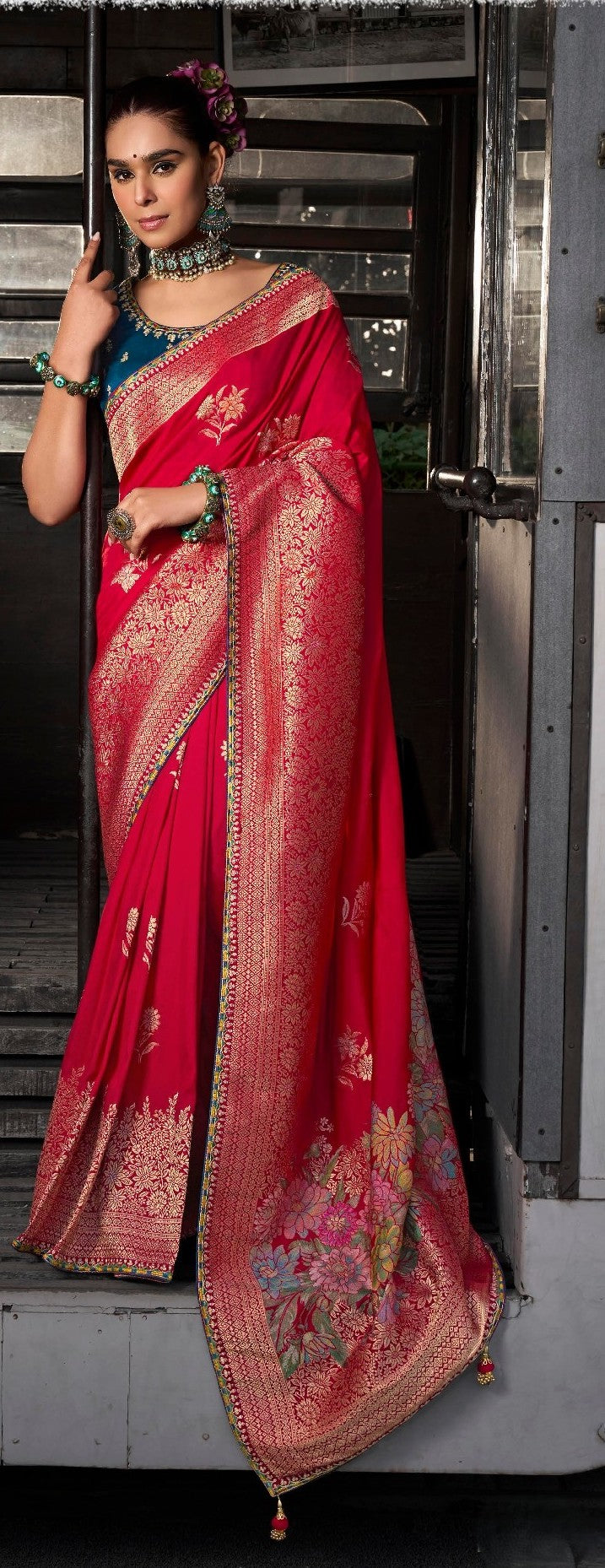 Red Soft Dola Viscose Silk Saree