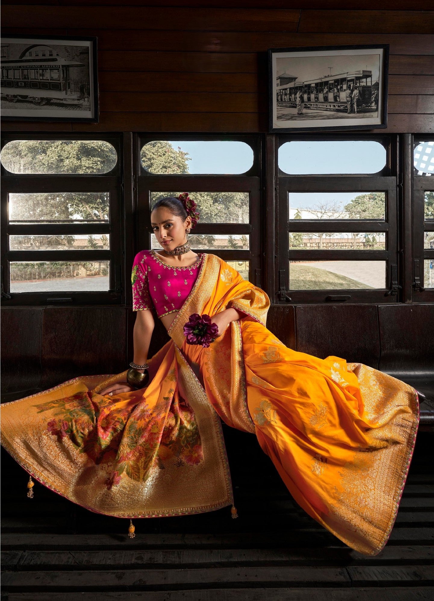 Yellow Soft Dola Viscose Silk Saree