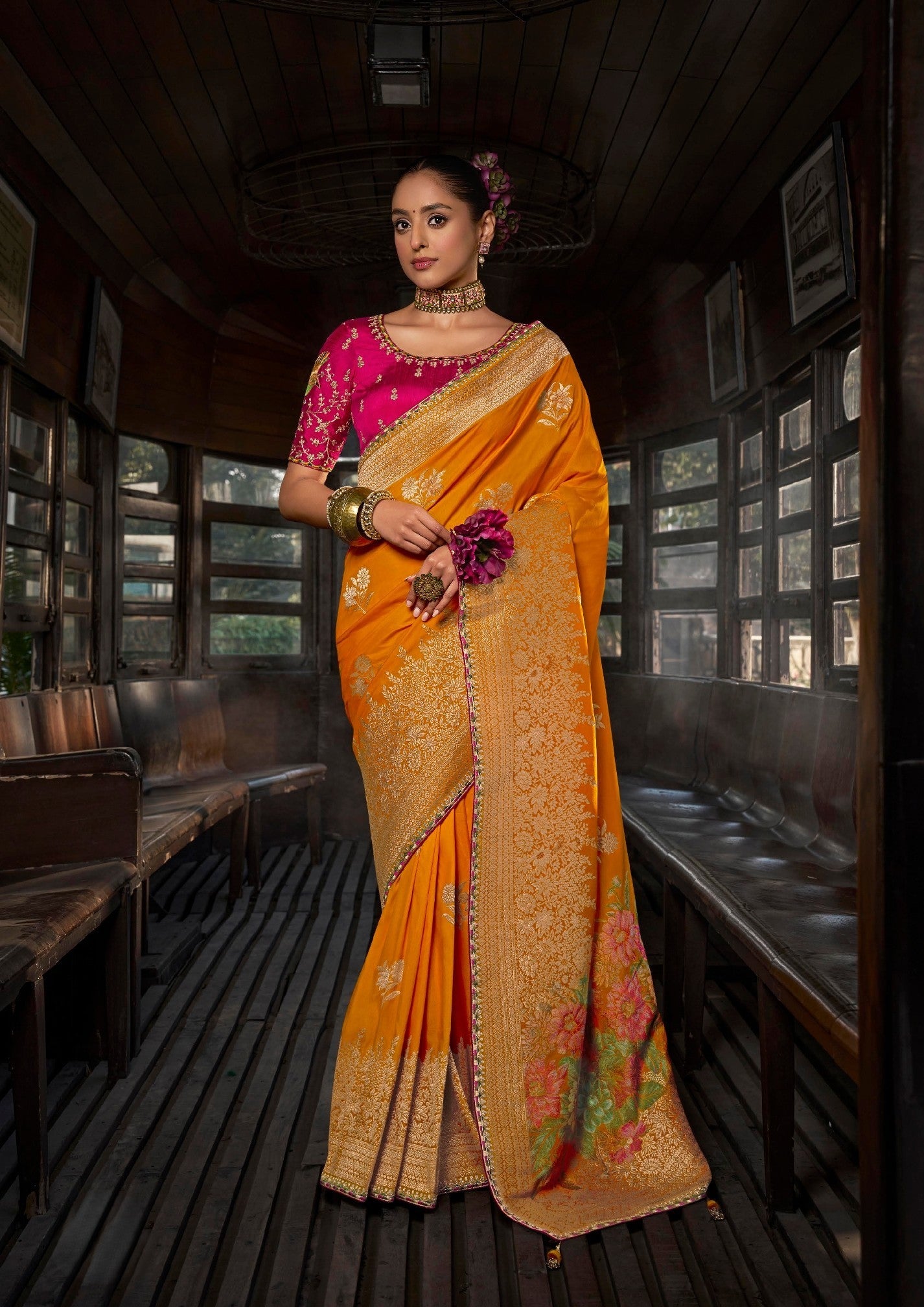 Yellow Soft Dola Viscose Silk Saree