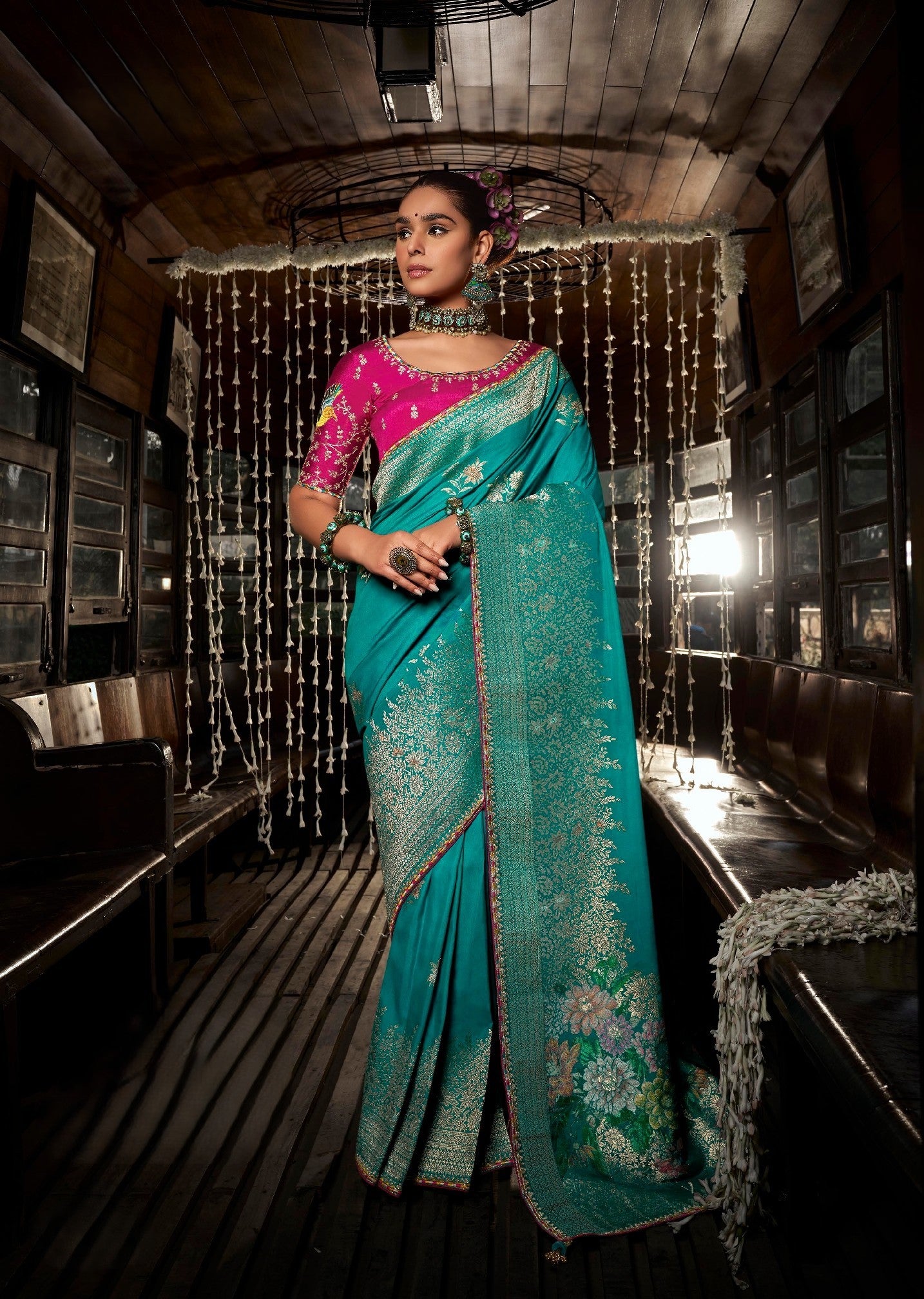 Teal Soft Dola Viscose Silk Saree
